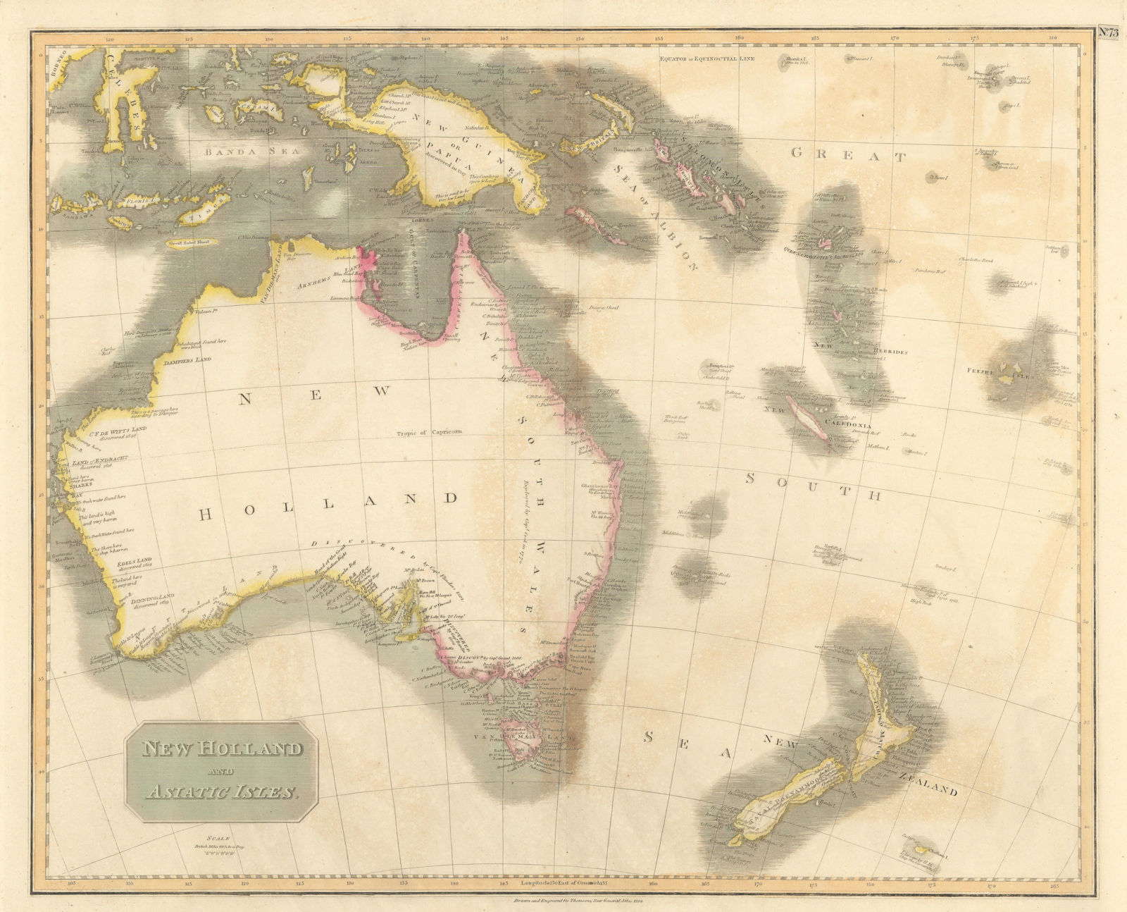 "New Holland & Asiatic islands" Australia New Zealand Melanesia THOMSON 1817 map