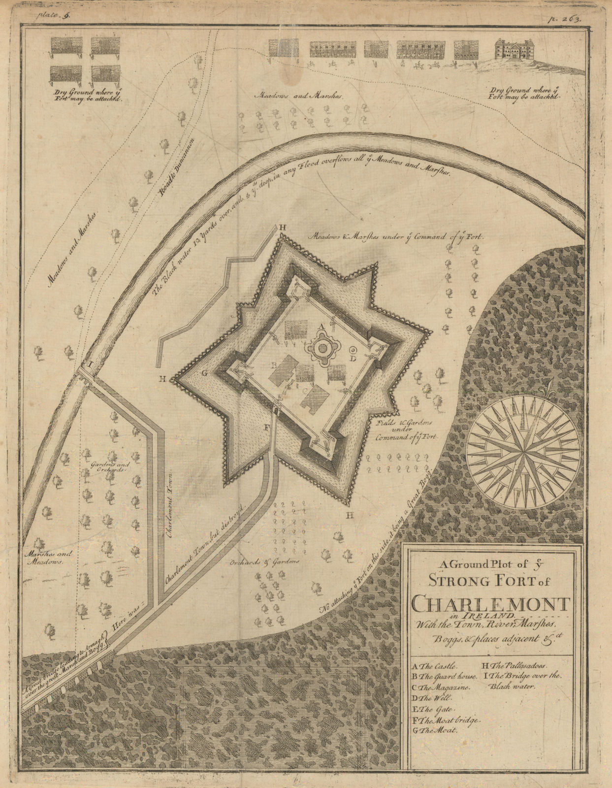 A ground plot of ye strong fort of Charlemont in Ireland. Samuel Hobson 1693 map