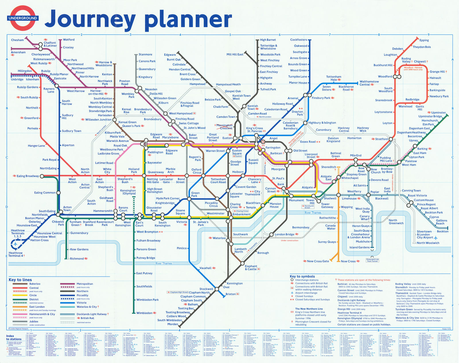 Associate Product London Underground Quad Royal poster map Jubilee Line extension u/c October 1995