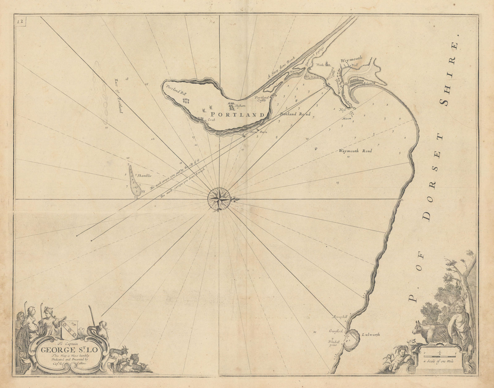 Associate Product Dorset coast chart. Chesil Beach, Portland, Weymouth, Lulworth. COLLINS 1723 map