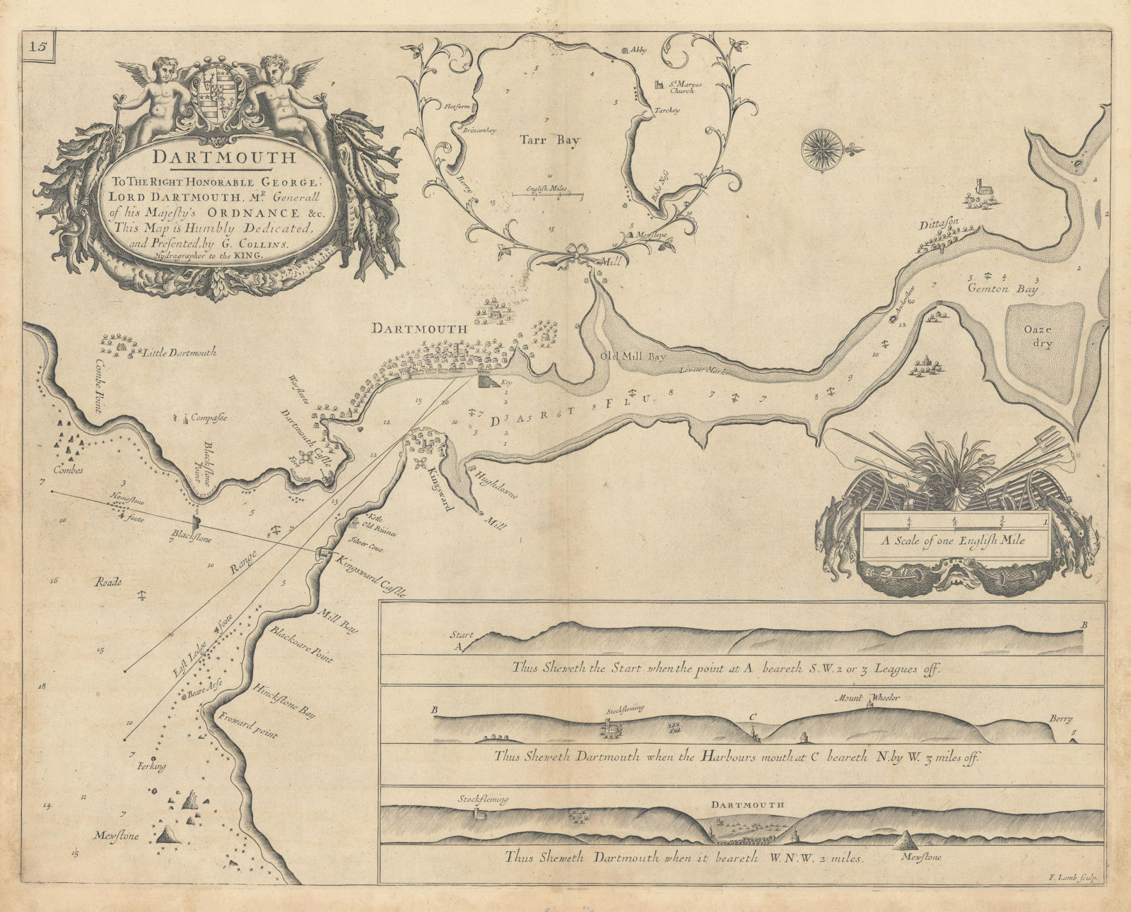 DARTMOUTH, Dart Estuary & TORBAY sea chart. Brixham Torquay. COLLINS 1723 map