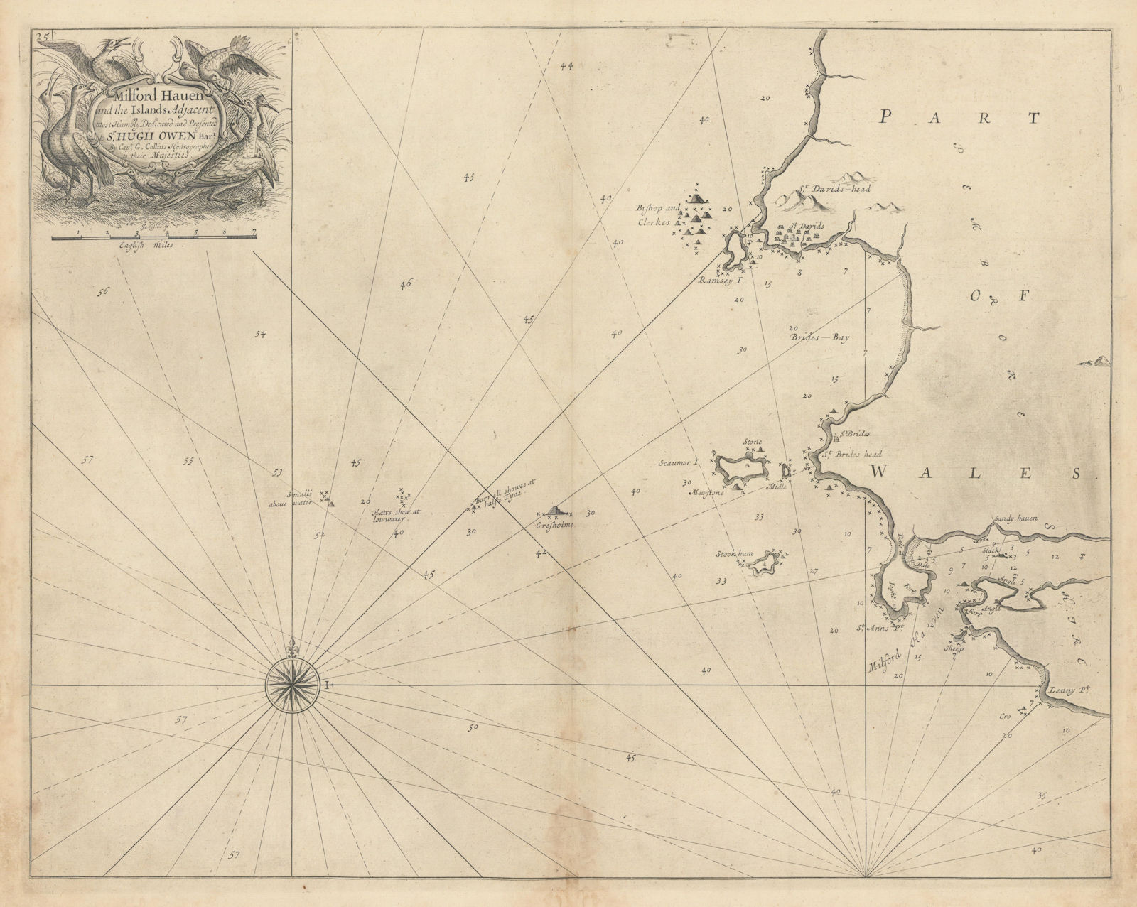 MILFORD HAVEN & adjacent coast chart. St Brides Bay St Davids. COLLINS 1723 map