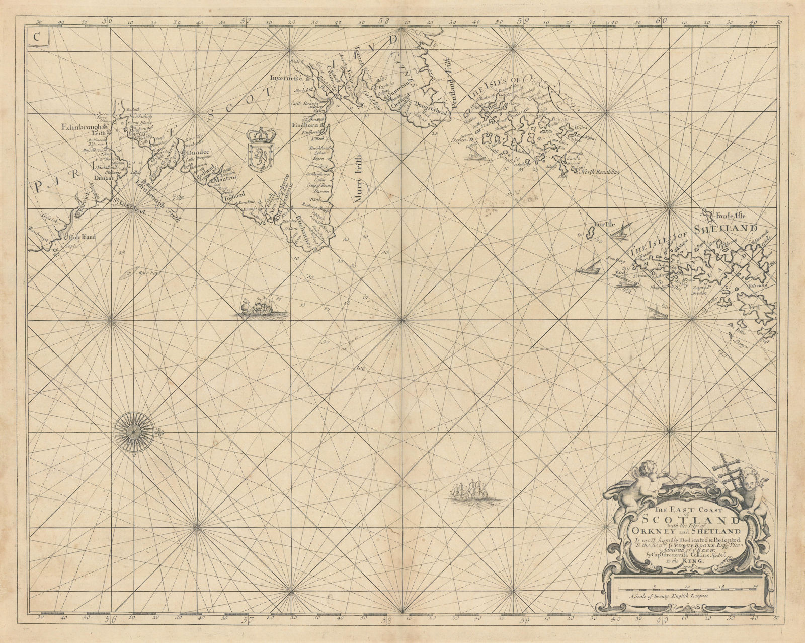 Associate Product East Coast of Scotland, with the Isles of Orkney & Shetland. COLLINS 1723 map