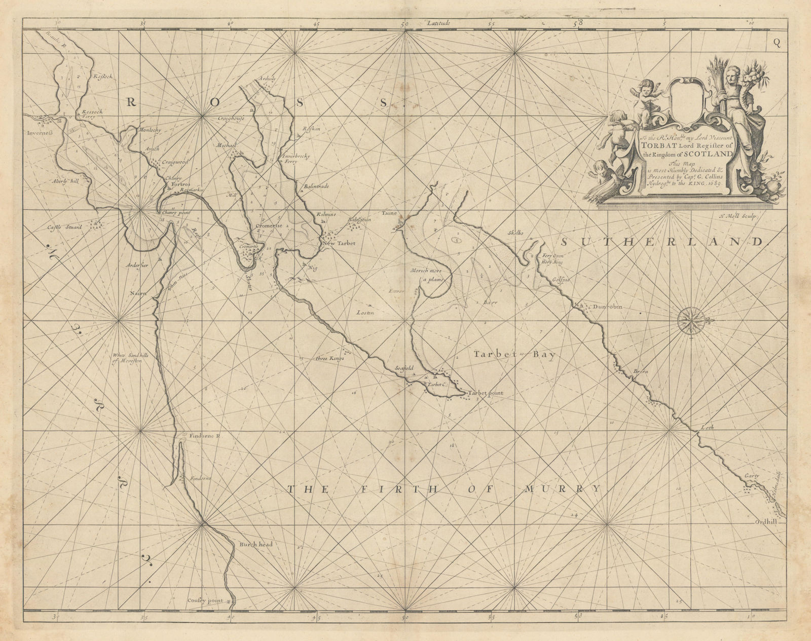 Associate Product Firth of Murry. MORAY FIRTH sea chart Inverness Cromarty. COLLINS 1723 old map