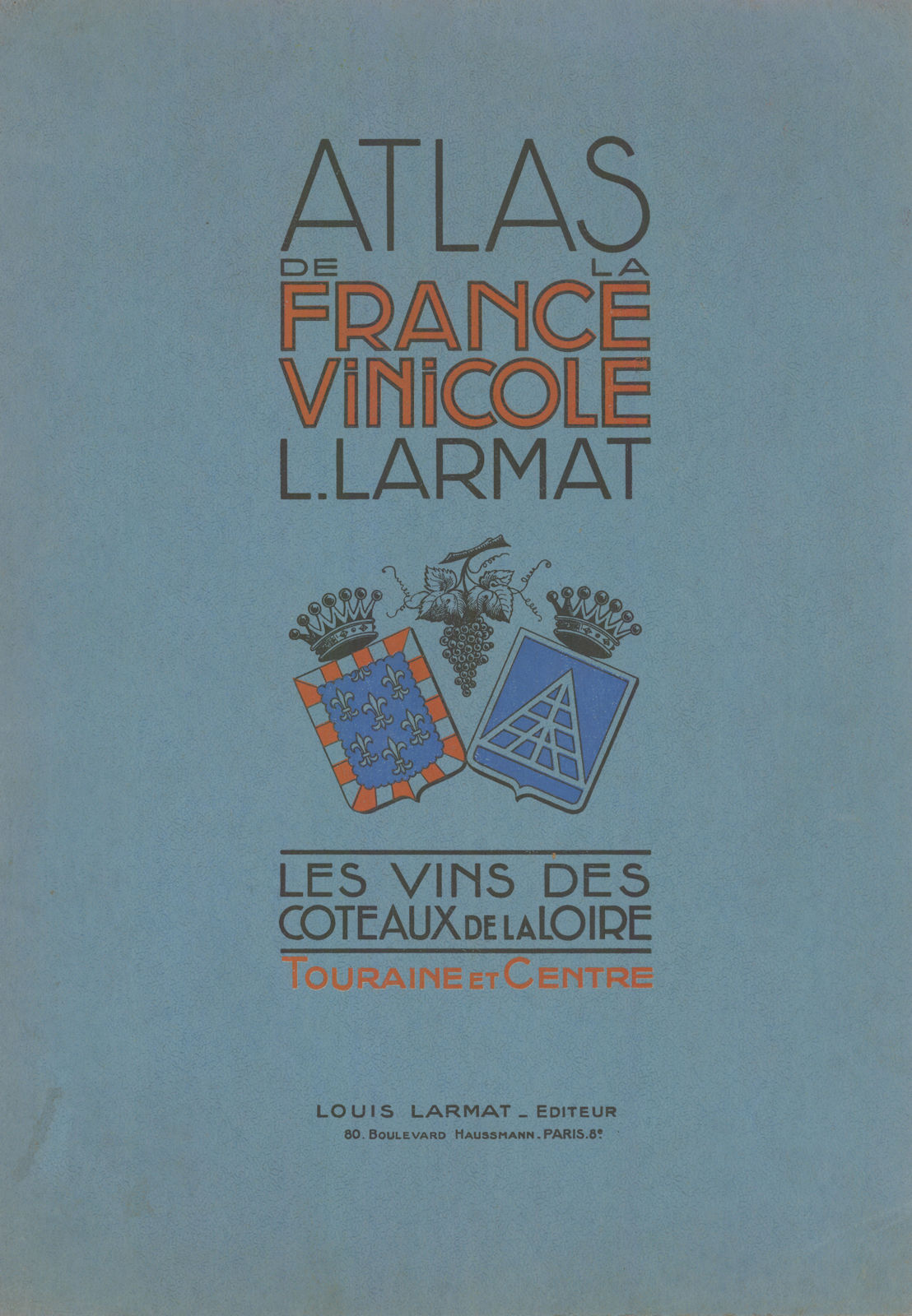Associate Product Louis Larmat. Atlas de la France Vinicole cover. Loire 1946 old vintage print