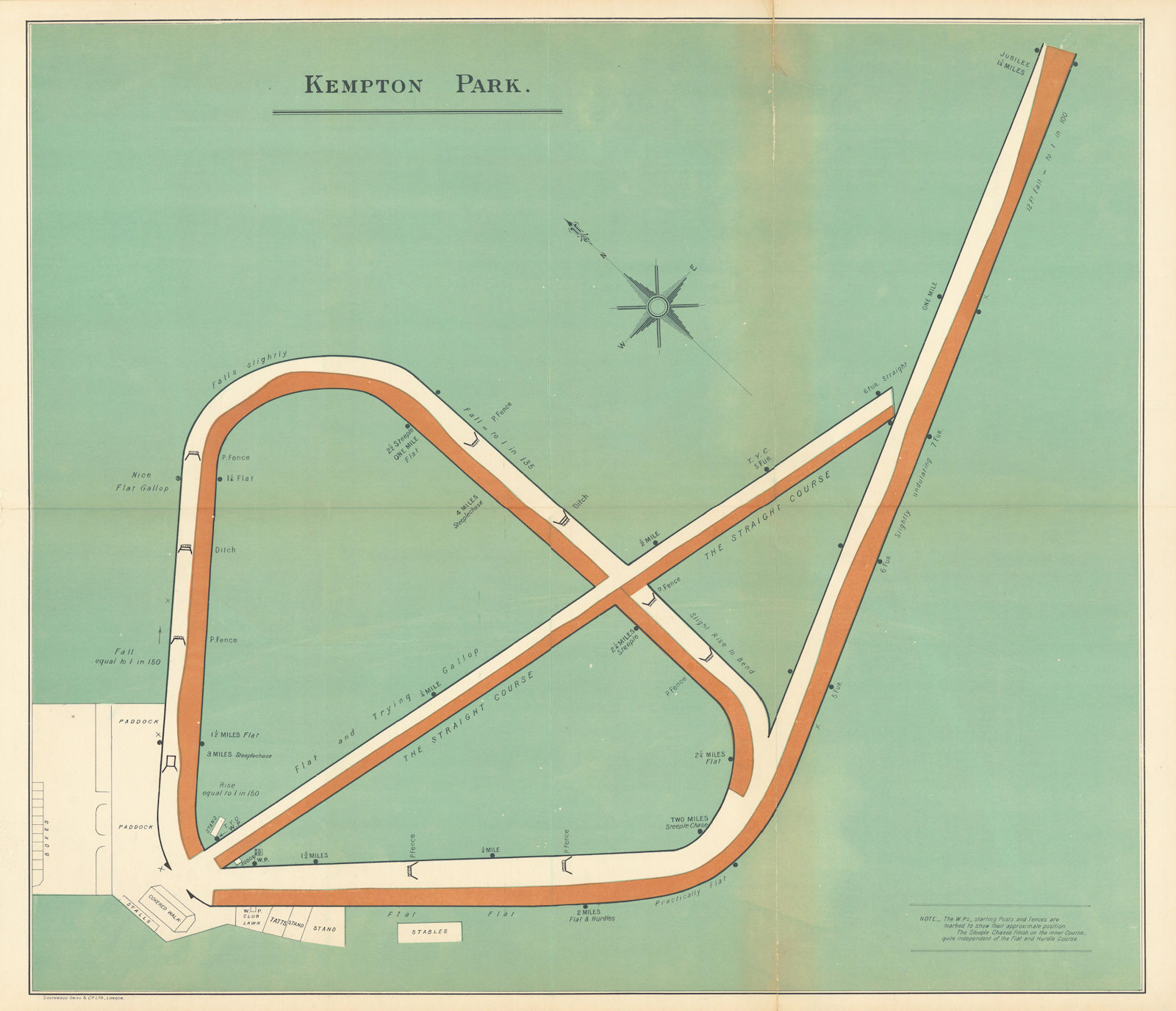 Kempton Park racecourse, Surrey. BAYLES 1903 old antique map plan chart