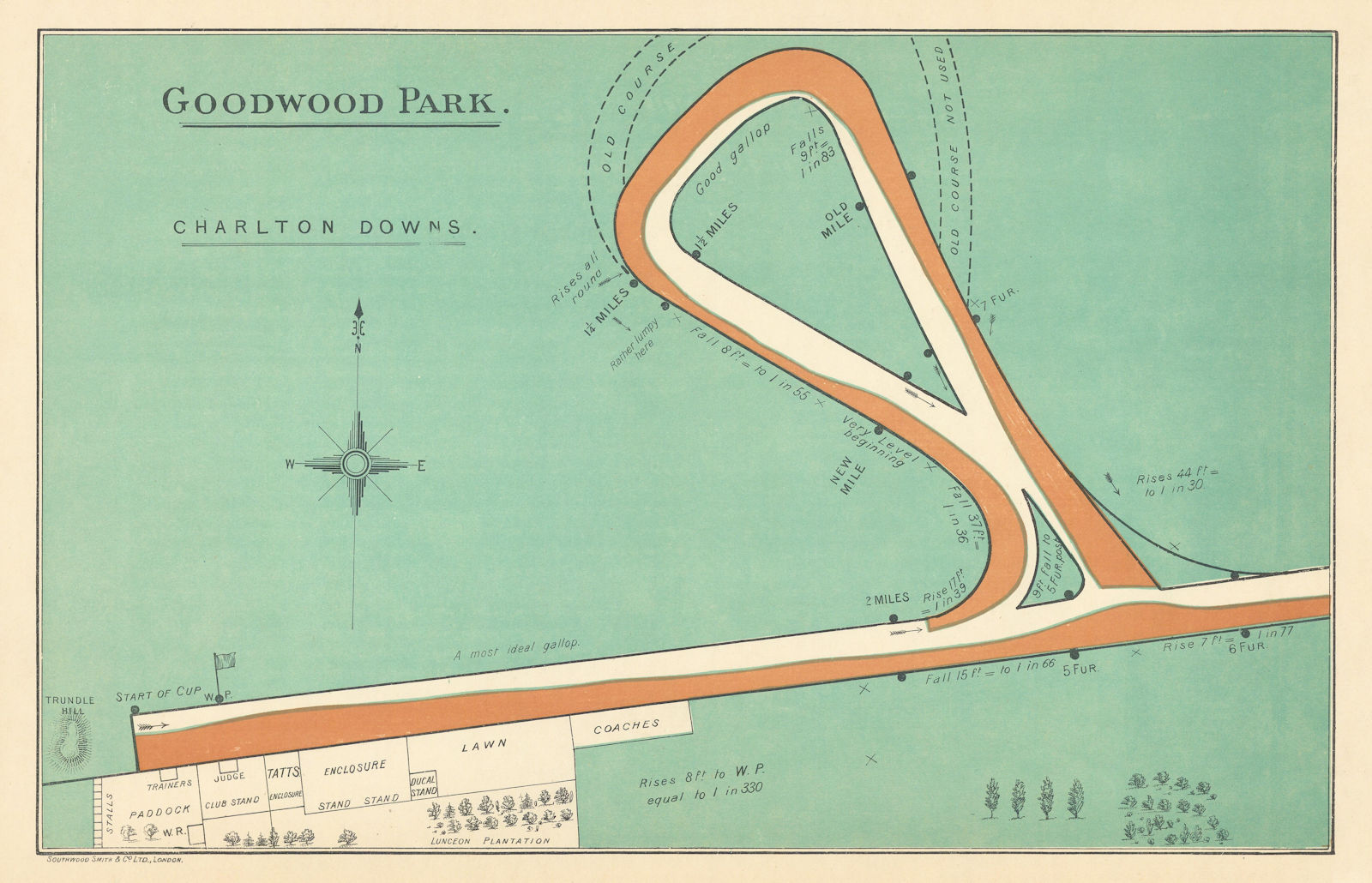 Goodwood Park racecourse, Sussex. Charlton Downs. BAYLES 1903 old antique map