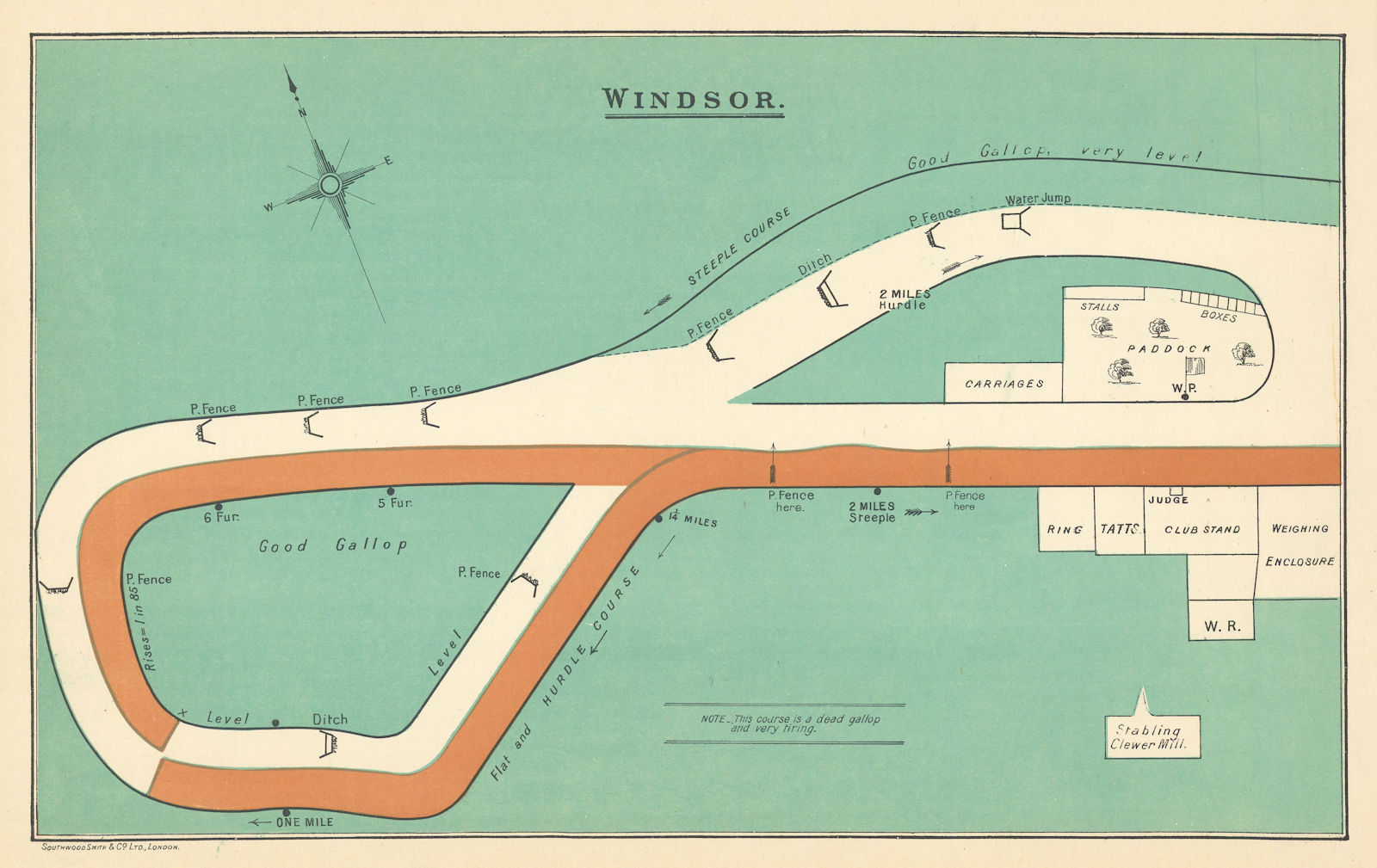 Associate Product Windsor racecourse, Berkshire. BAYLES 1903 old antique vintage map plan chart