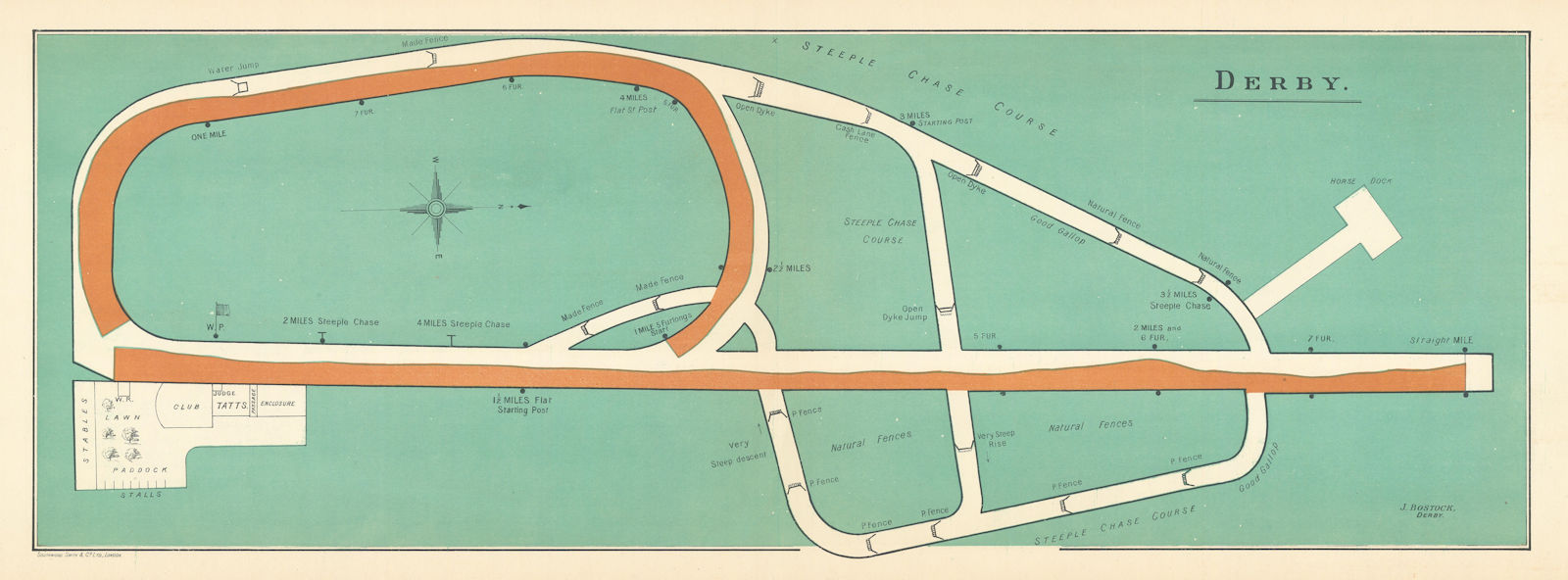 Associate Product Derby racecourse, Derbyshire. Closed 1939. BAYLES 1903 old antique map chart