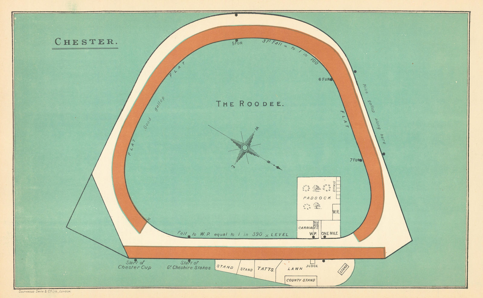 Chester racecourse, Cheshire. The Roodee. BAYLES 1903 old antique map chart