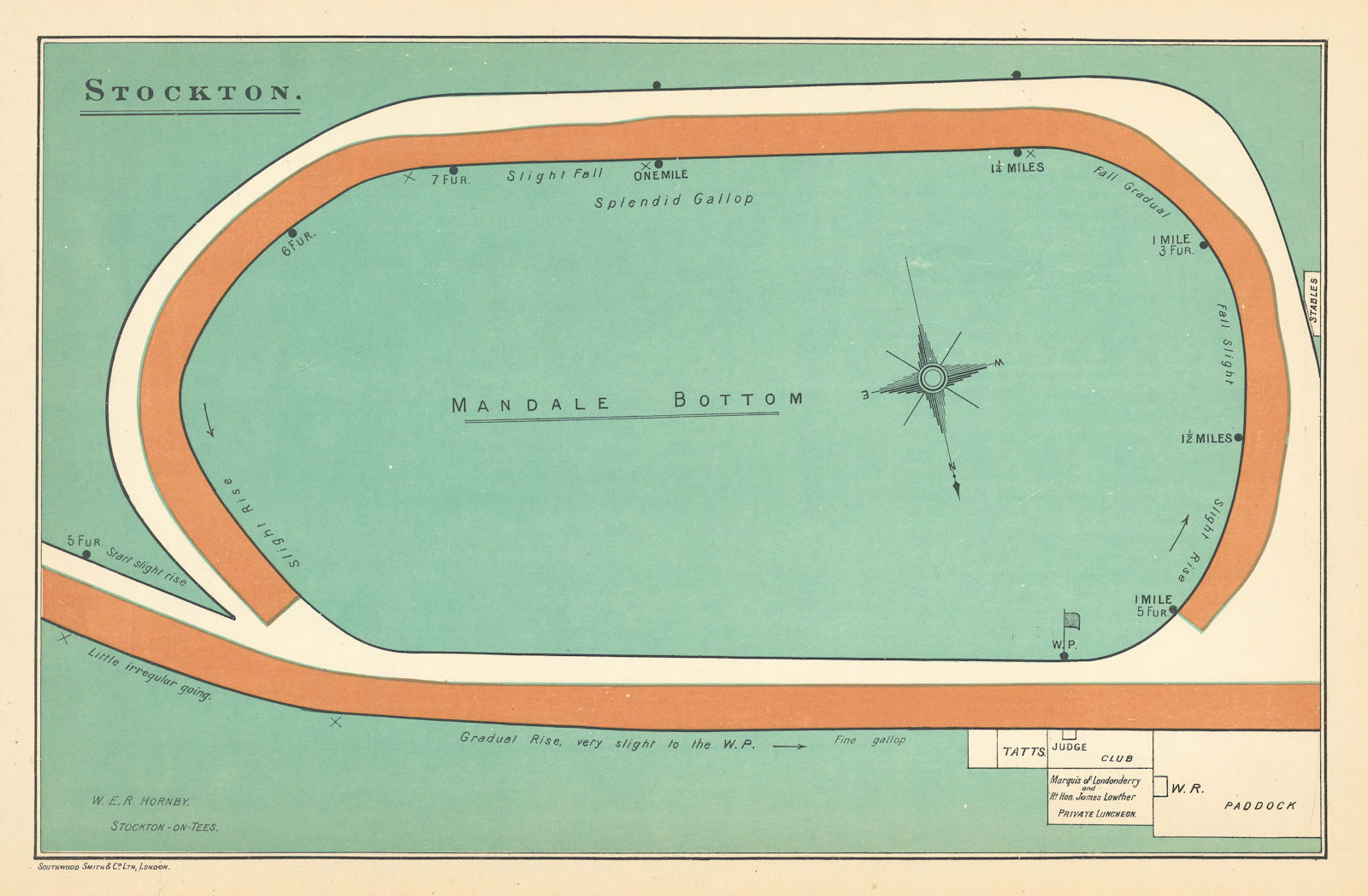 Stockton racecourse, Yorkshire. Mandale Bottom. Closed 1981. BAYLES 1903 map