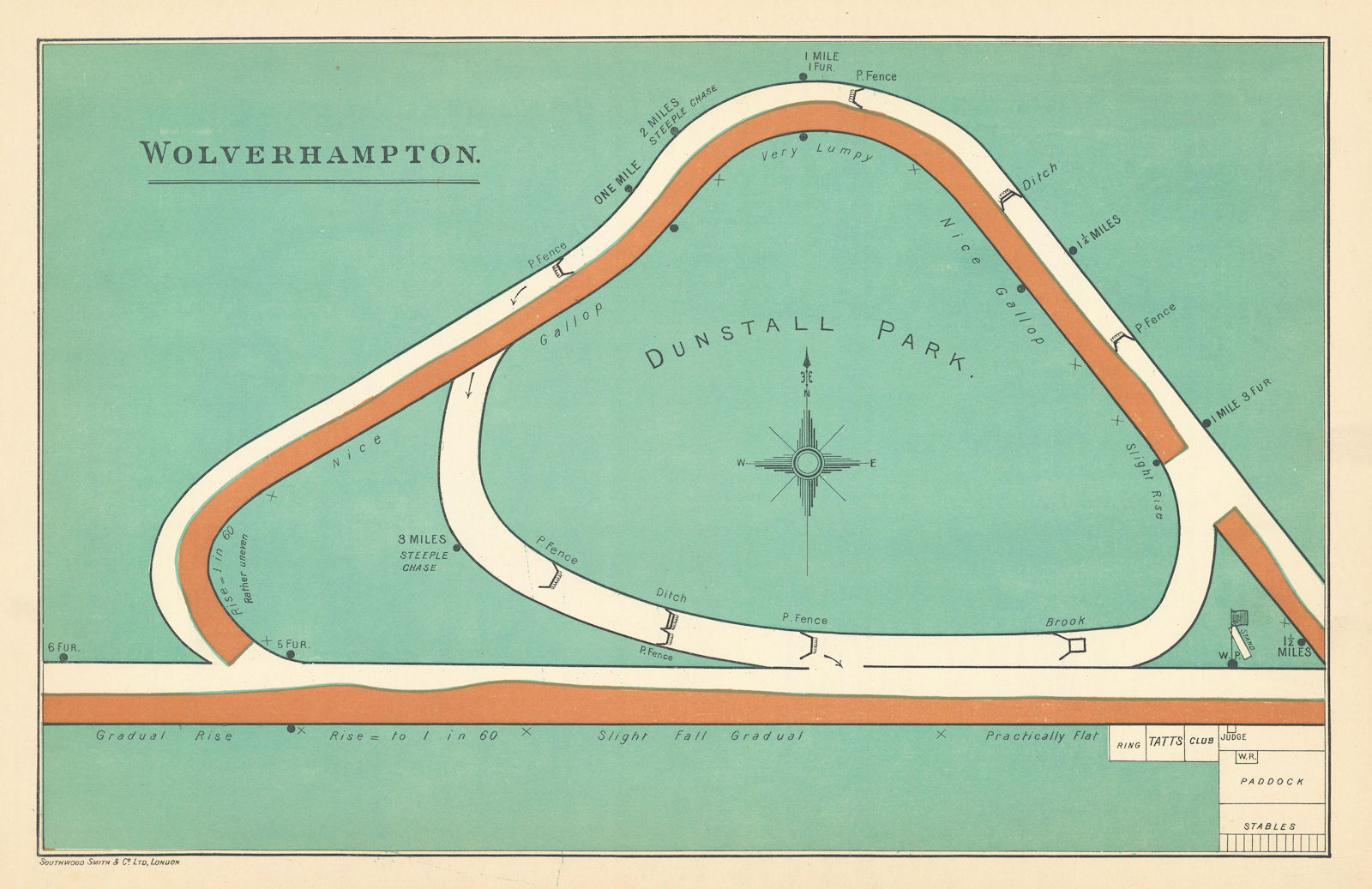 Wolverhampton - Dunstall Park racecourse, Staffordshire. BAYLES 1903 old map