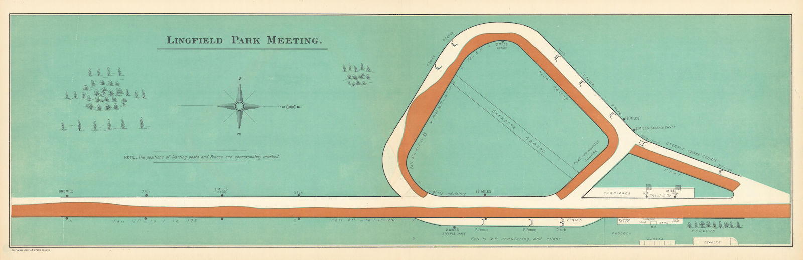 Lingfield Park Meeting racecourse, Surrey. BAYLES 1903 old antique map chart