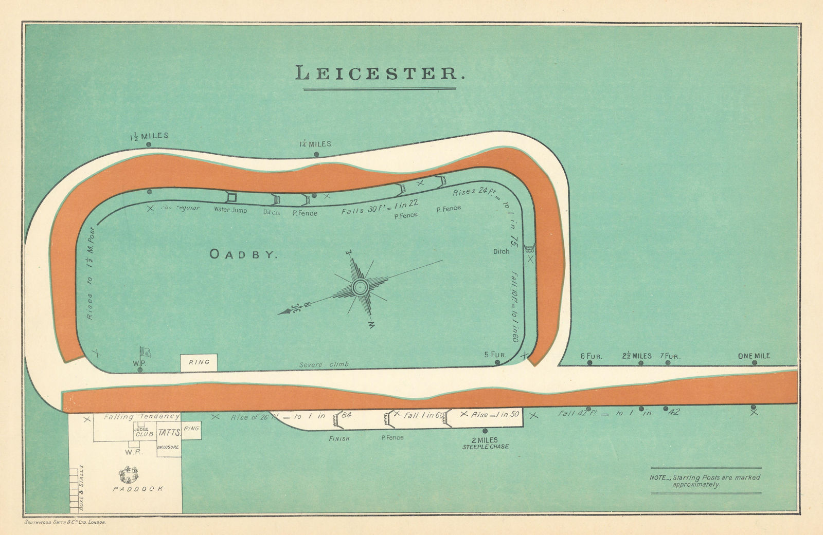 Leicester racecourse, Leicestershire. Oadby. BAYLES 1903 old antique map chart