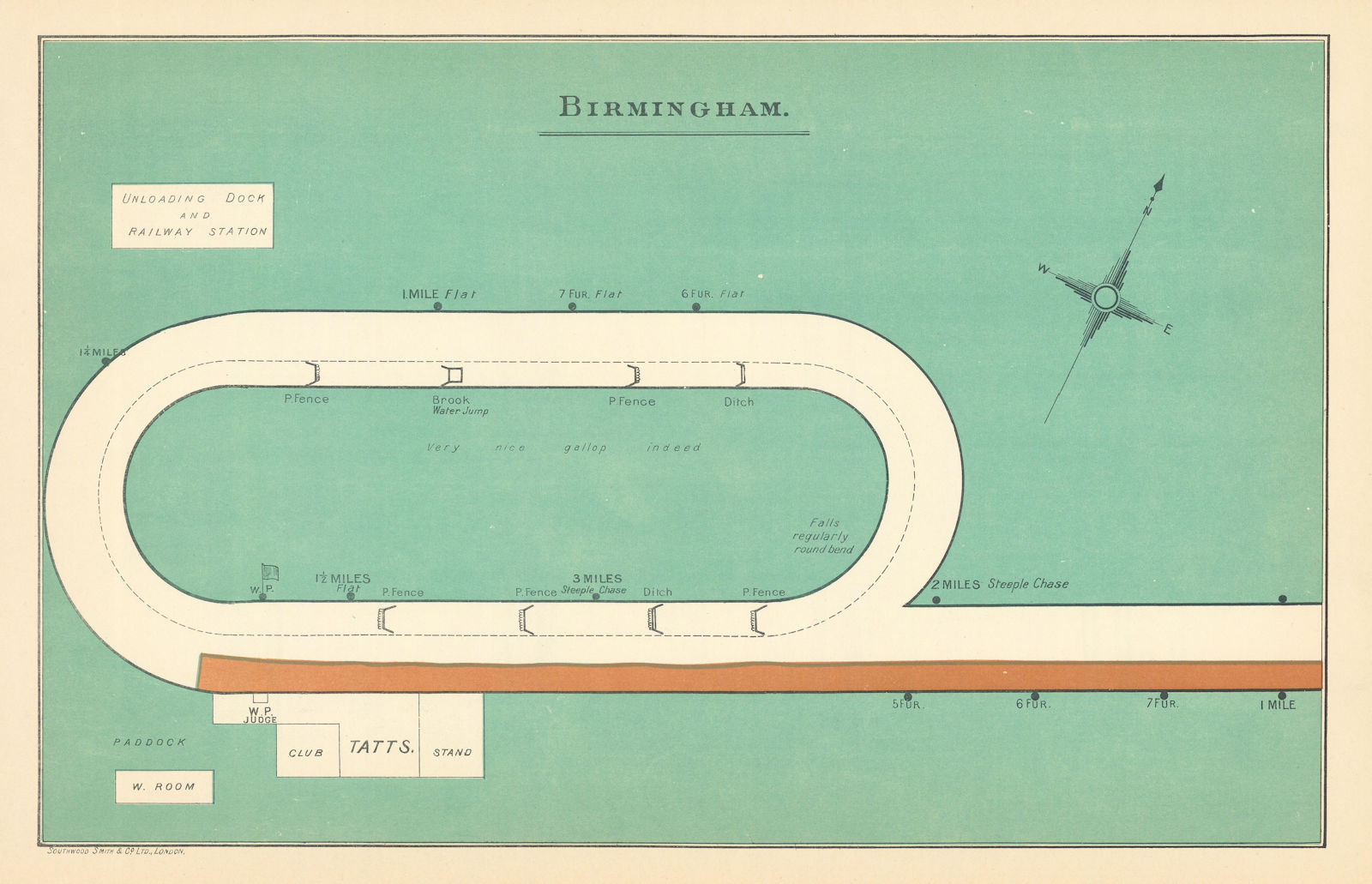 Associate Product Birmingham racecourse, Birmingham. Closed 1965. BAYLES 1903 old antique map