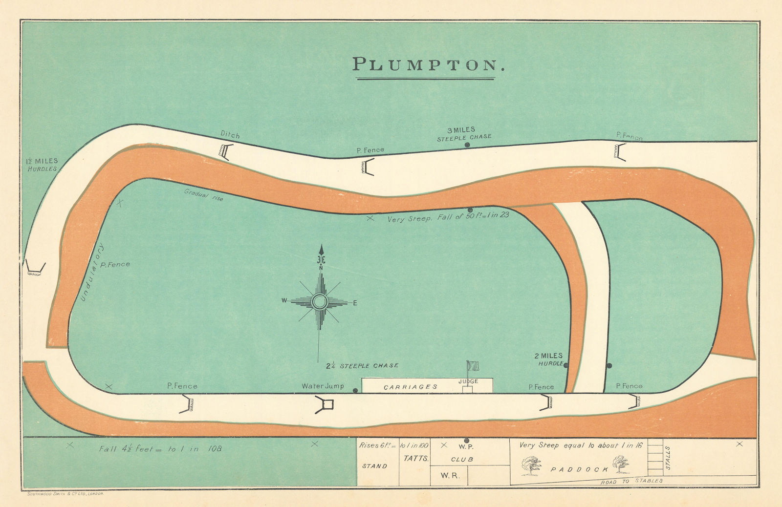 Plumpton racecourse, Sussex. BAYLES 1903 old antique vintage map plan chart