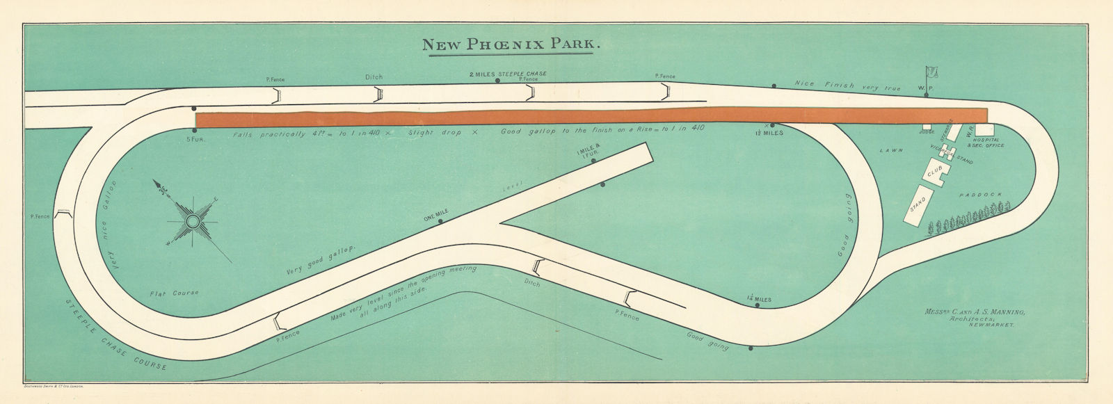 New Phoenix Park racecourse, Ireland. Closed 1990. BAYLES 1903 old antique map