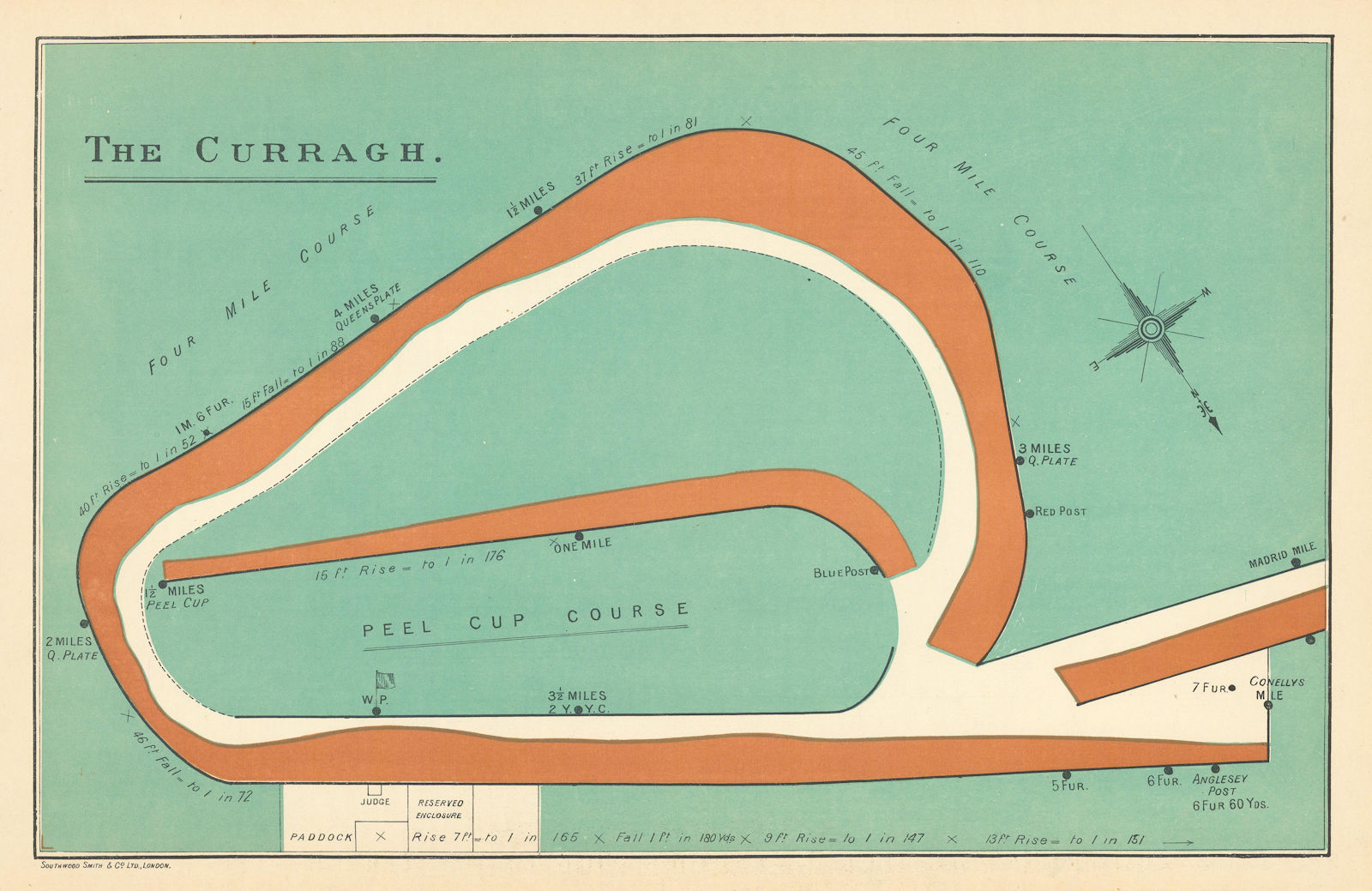The Curragh racecourse, Ireland. Peel Cup course. BAYLES 1903 old antique map