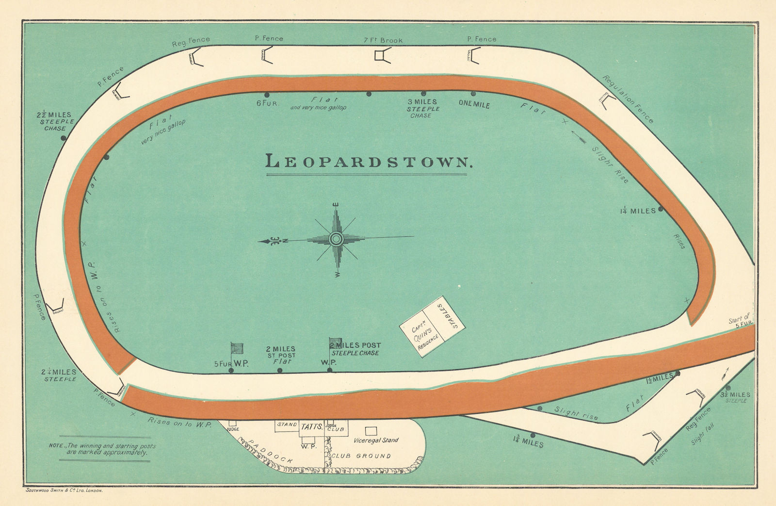 Leopardstown racecourse, Ireland. BAYLES 1903 old antique map plan chart