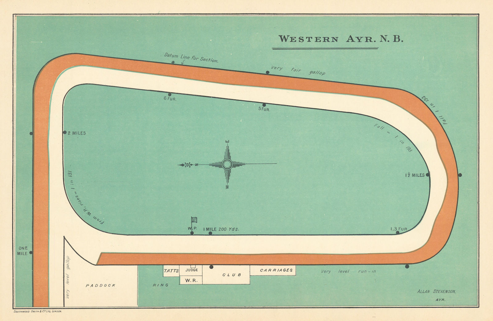 Western Ayr racecourse, Scotland. Moved 1907. BAYLES 1903 old antique map