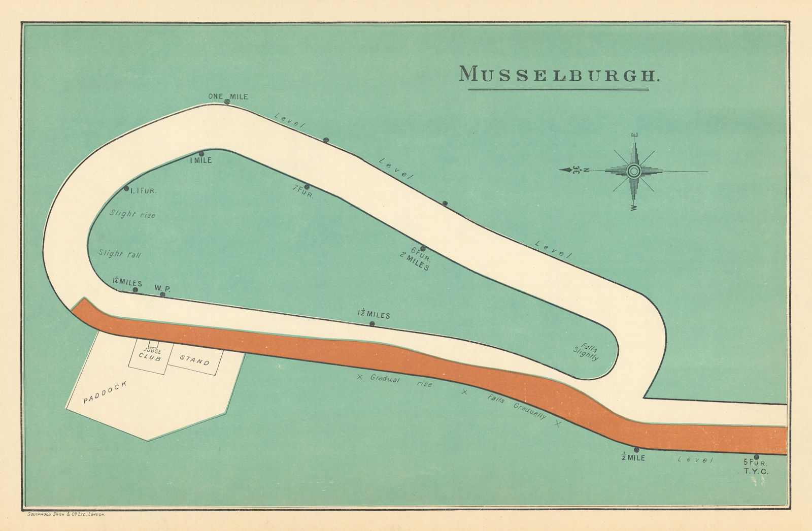 Musselburgh racecourse, Edinburgh, Scotland. BAYLES 1903 old antique map chart