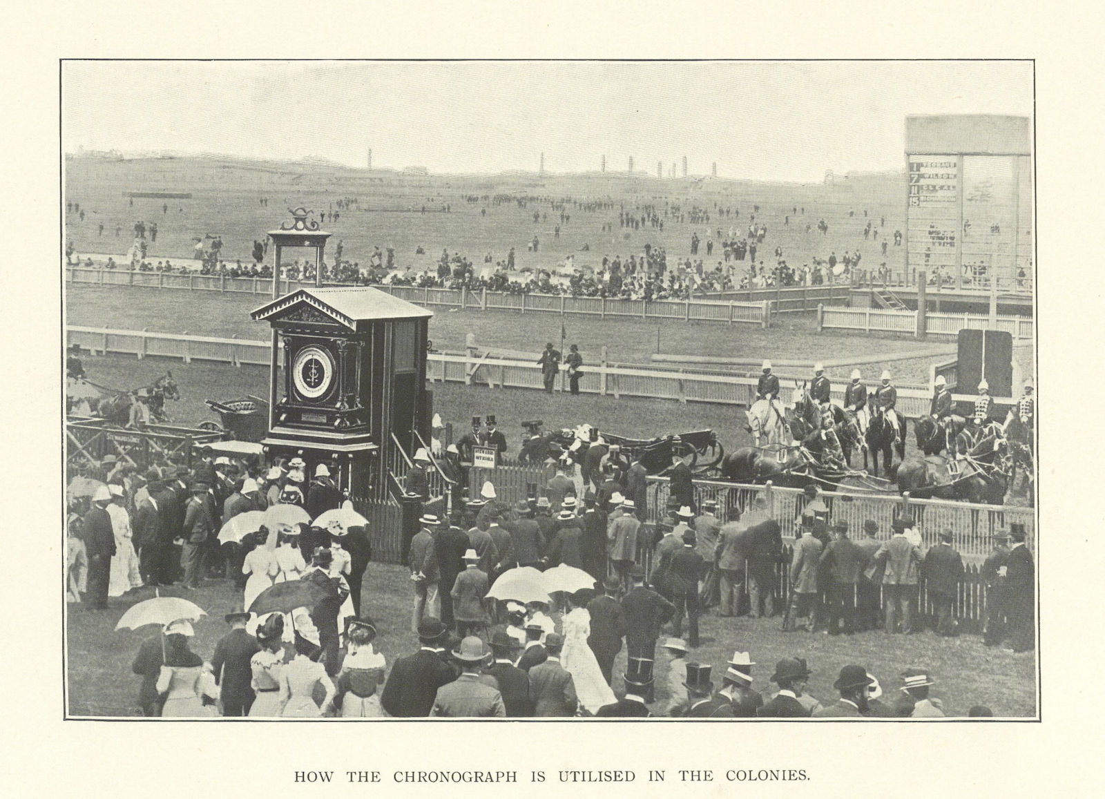 Associate Product How the chronograph is utilised in the colonies. Horse racing 1903 old print