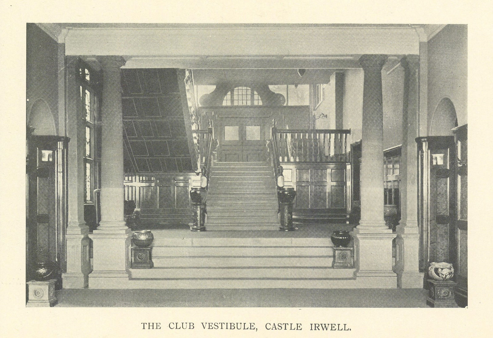 The Club vestibule, Castle Irwell race course, Manchester 1903 old print