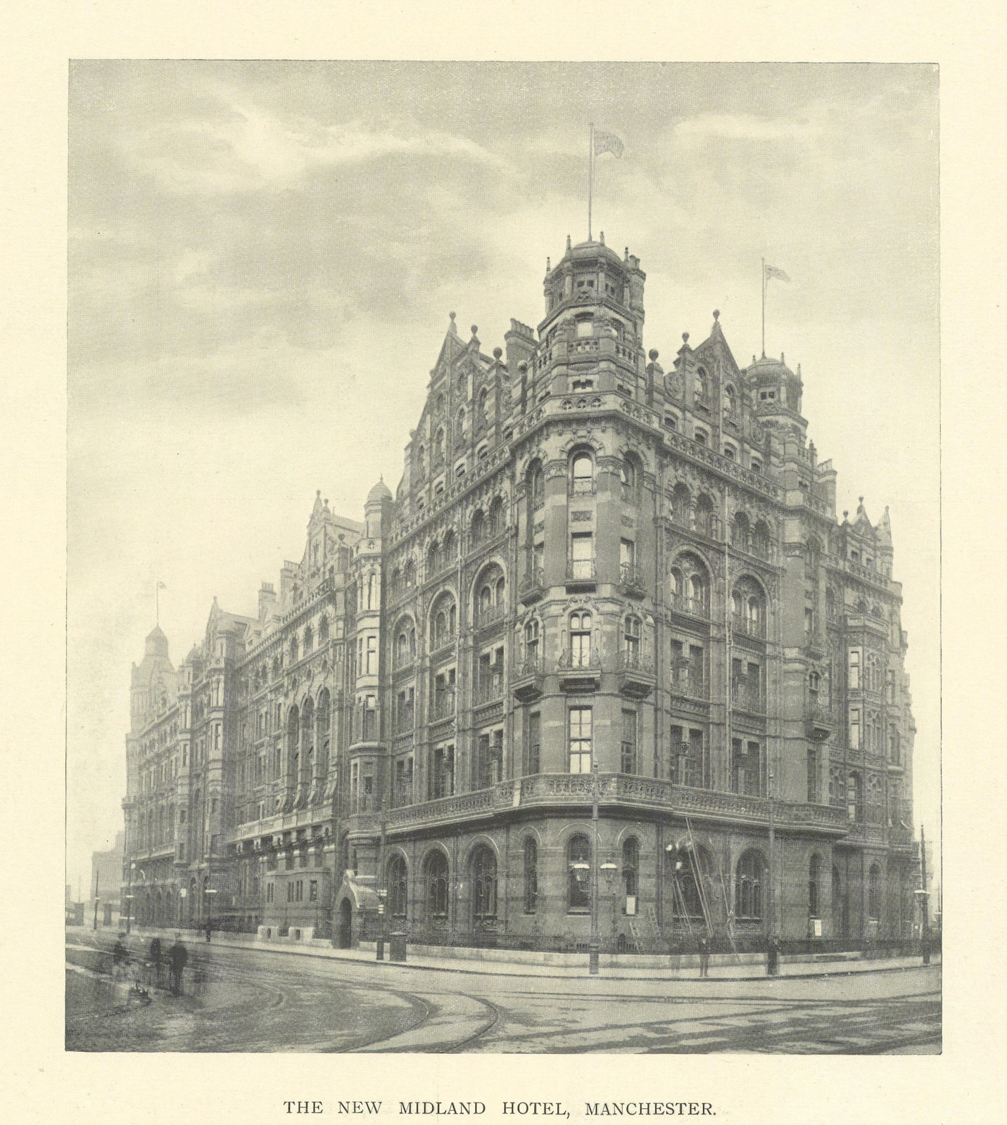 The new Midland Hotel, Manchester 1903 old antique vintage print picture