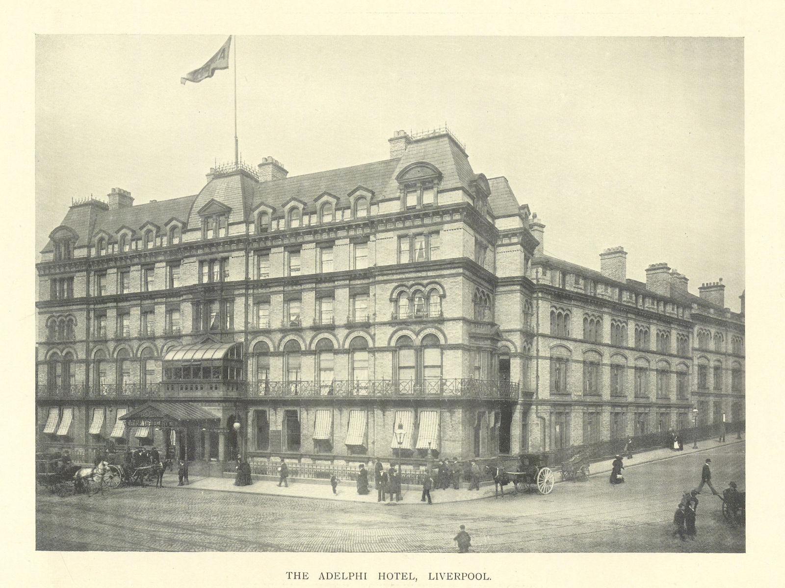 The Adelphi Hotel, Liverpool 1903 old antique vintage print picture