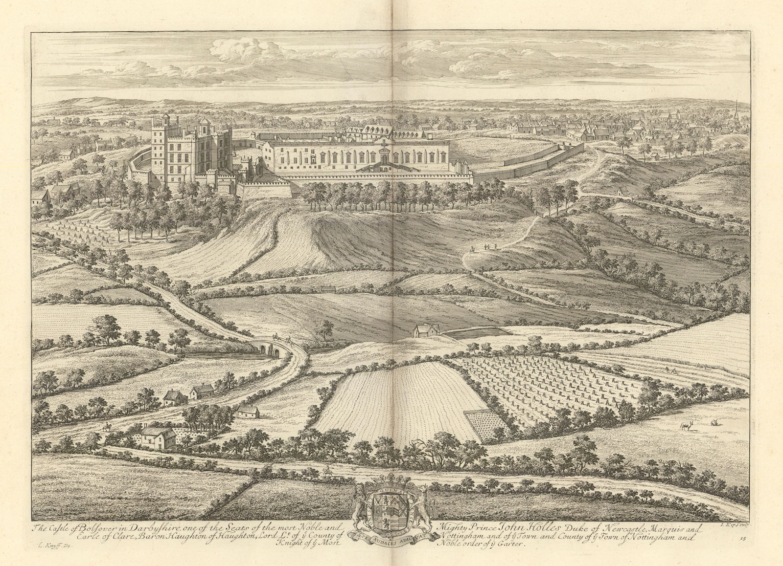 Associate Product Bolsover Castle by Kip & Knyff. "The Castle of Bolsover in Darbyshire" 1709