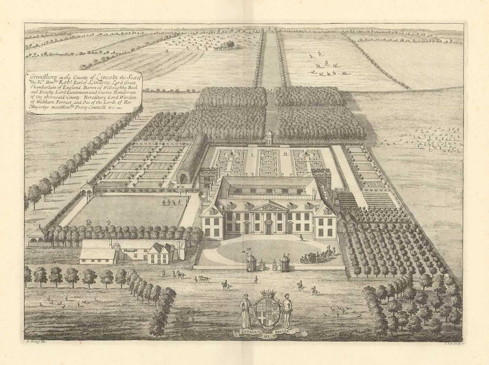 Grimsthorpe Castle by Kip/Knyff Pl.20 "Grimsthorp in the County of Lincoln" 1709
