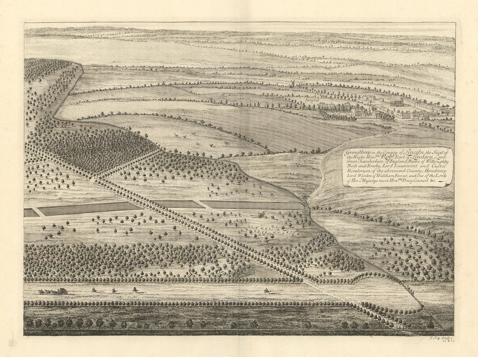 Grimsthorpe Castle by Kip/Knyff Pl.22 "Grimsthorp in the County of Lincoln" 1709