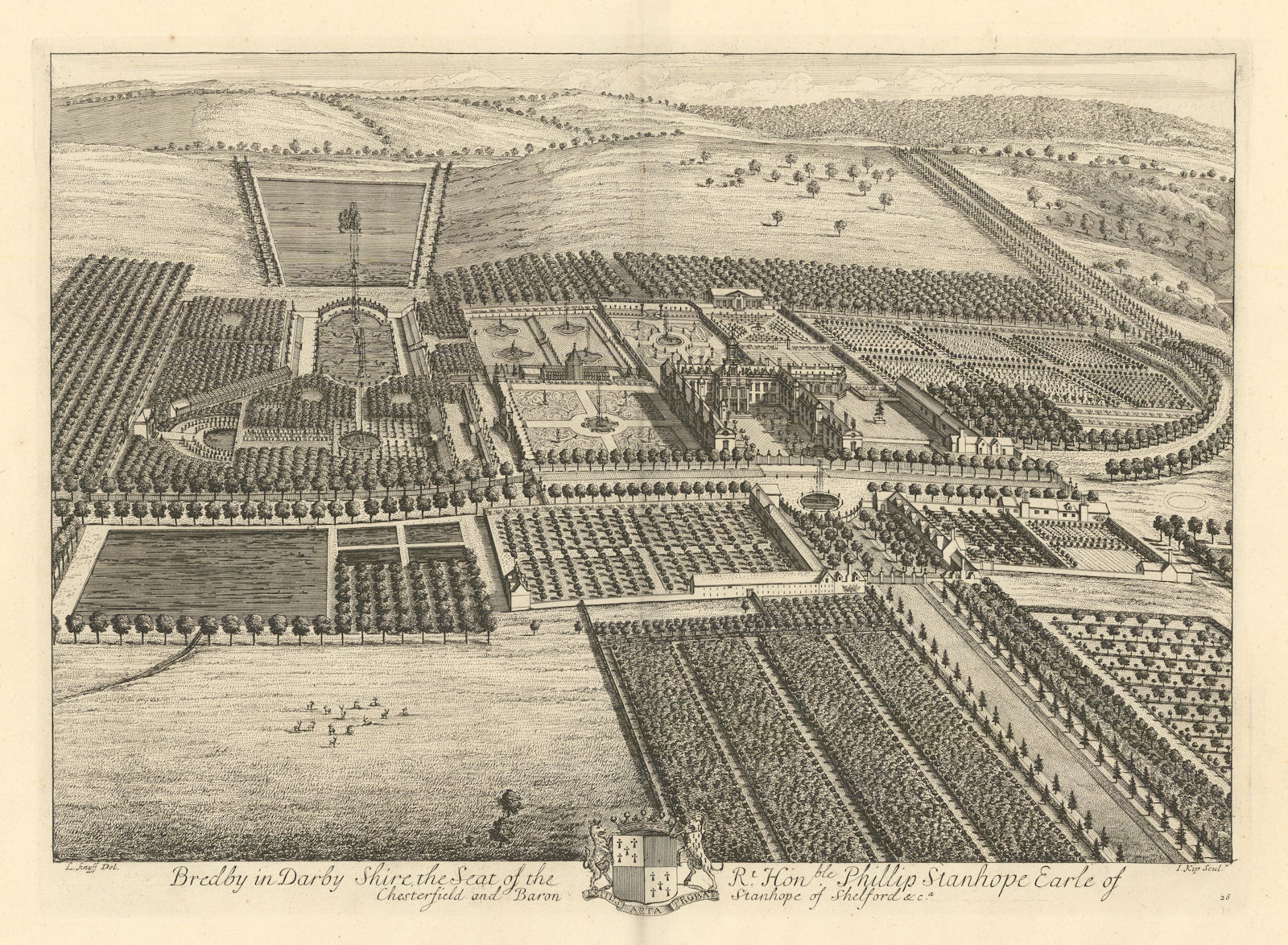 Associate Product Bretby Hall, Derbyshire by Kip & Knyff. "Bredby in Darbyshire". Stanhope 1709