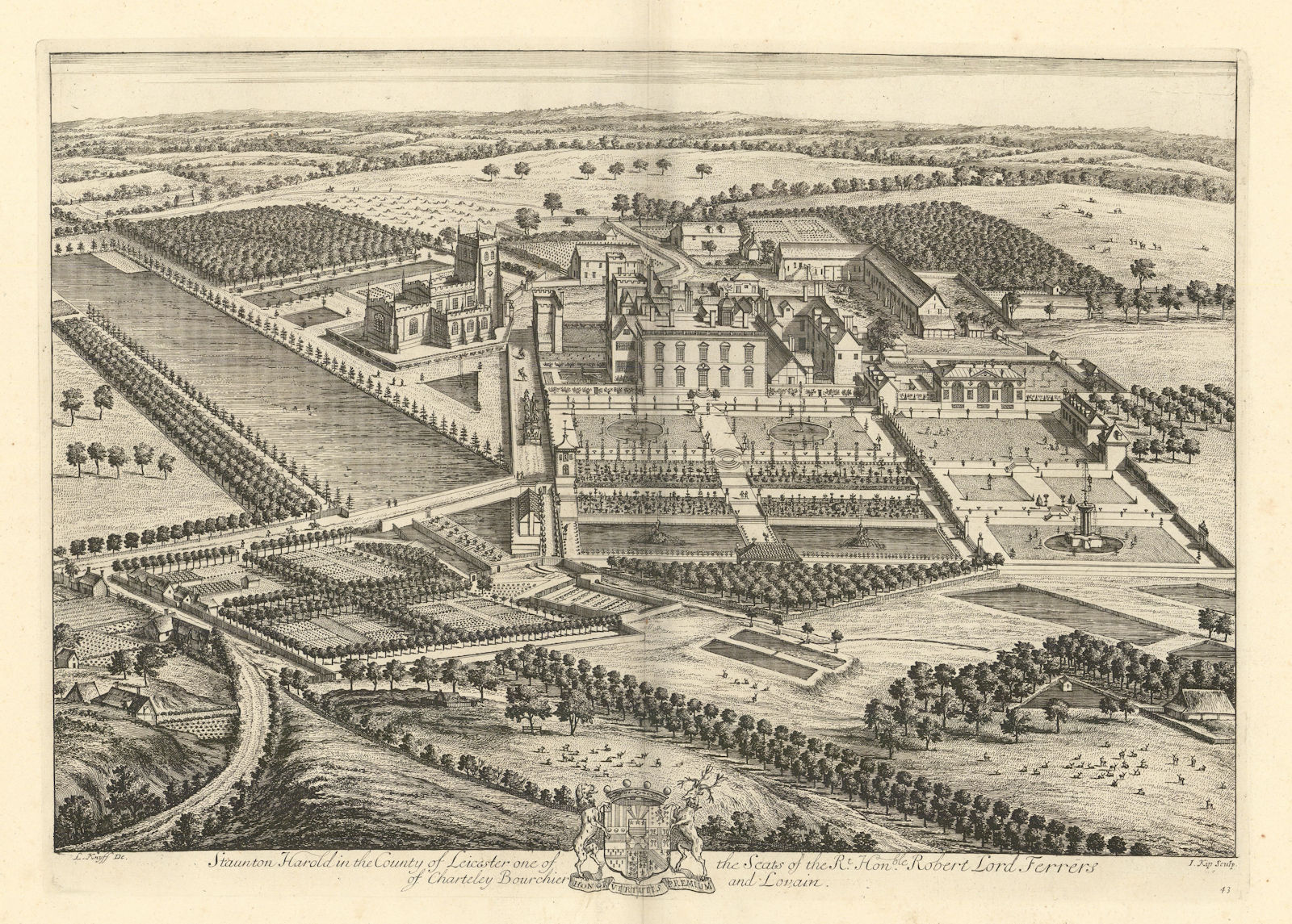 "Staunton Harold in the County of Leicester" by Kip & Knyff. Leicestershire 1709