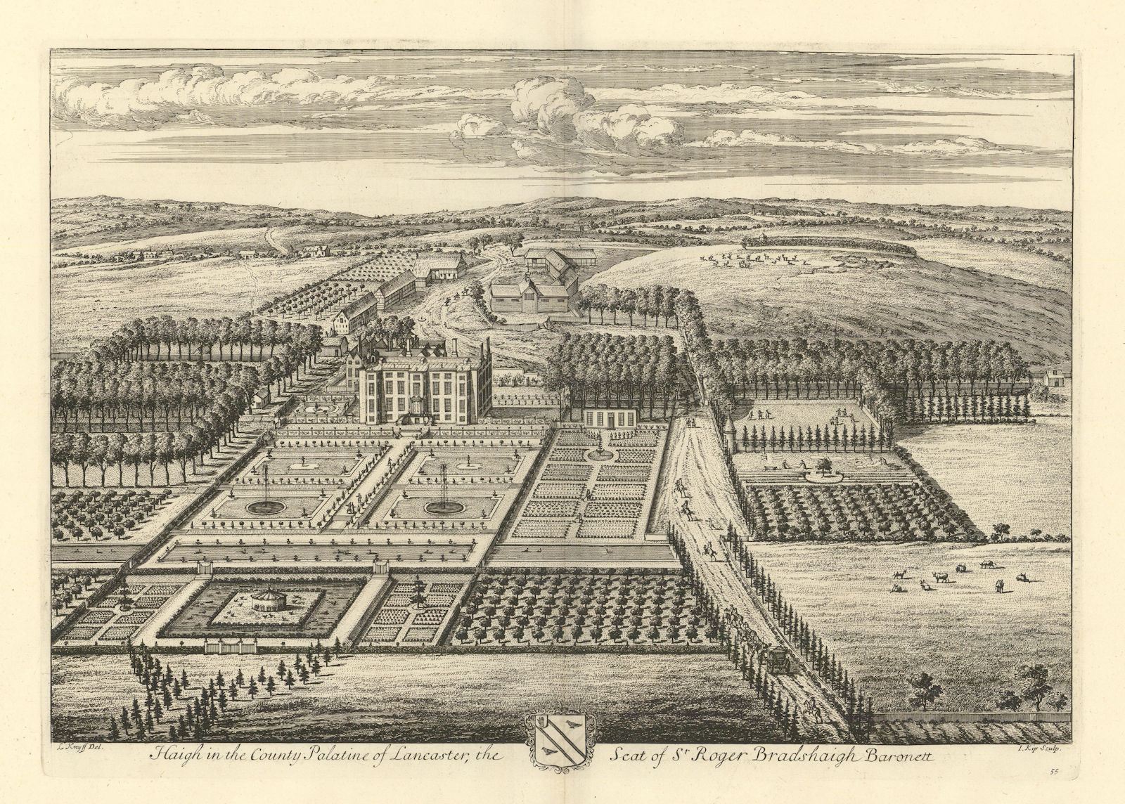 Haigh Hall, Wigan by Kip/Knyff. "Haigh in the County Palatine of Lancaster" 1709