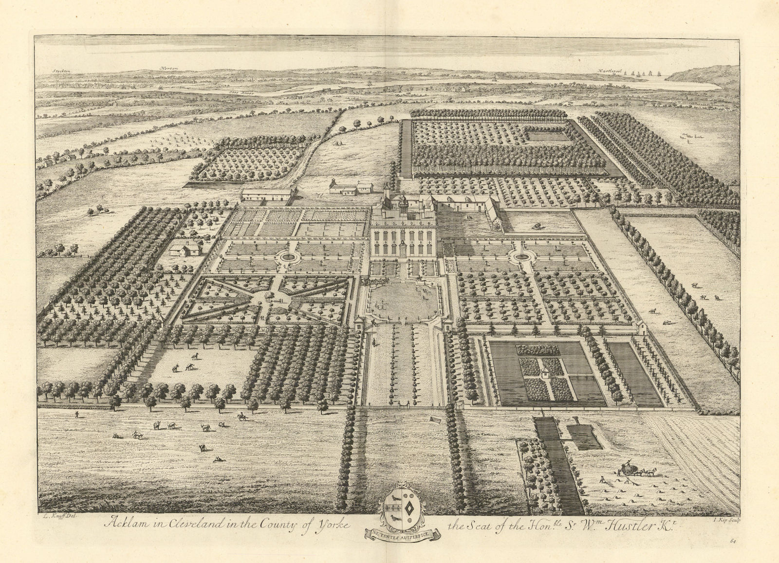 Associate Product Acklam Hall, Middlesbrough College by Kip & Knyff. "Acklam in Cleveland" 1709
