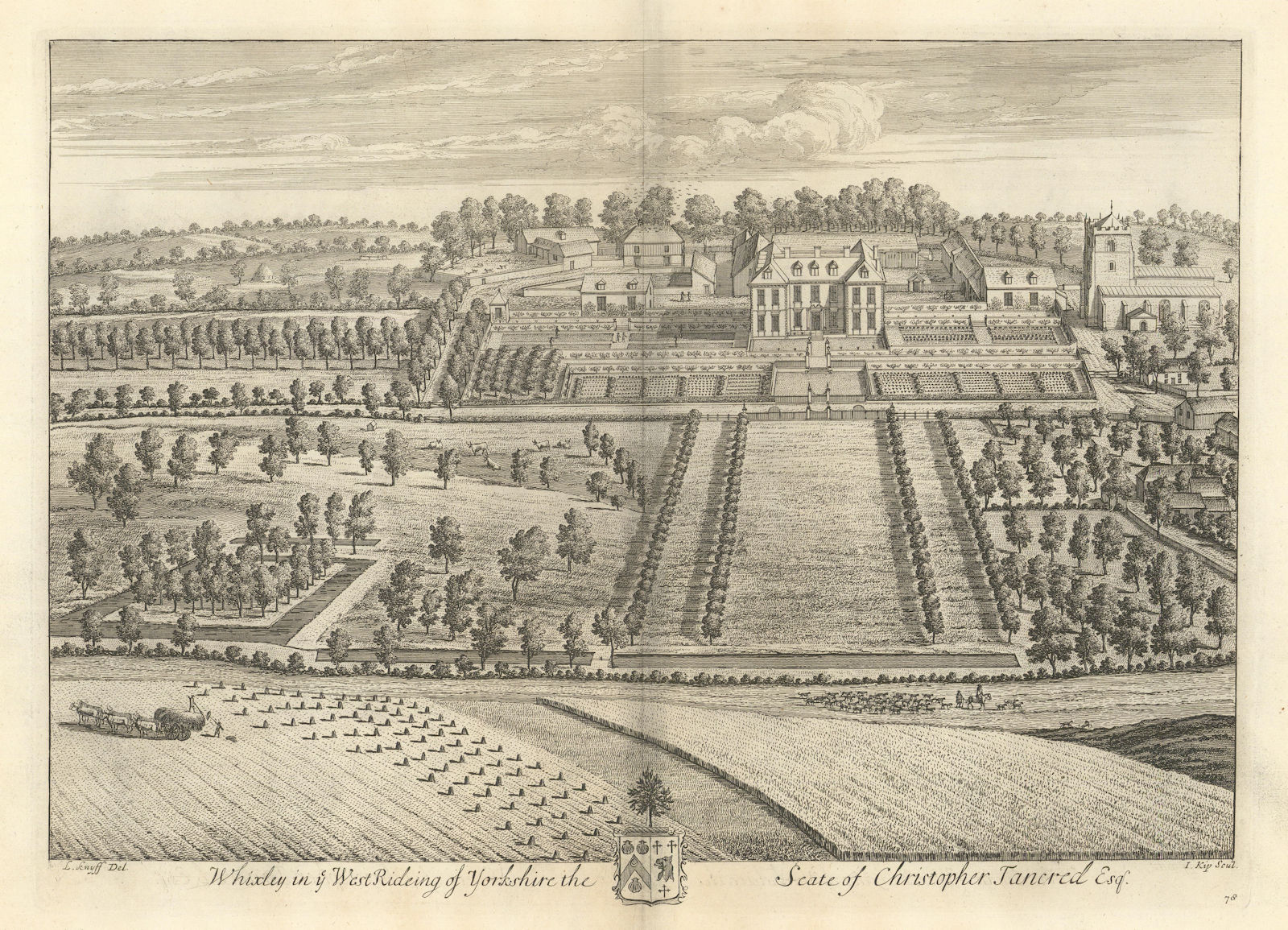 Whixley Hall by Kip & Knyff. "Whixley in ye West Rideing of Yorkshire" 1709