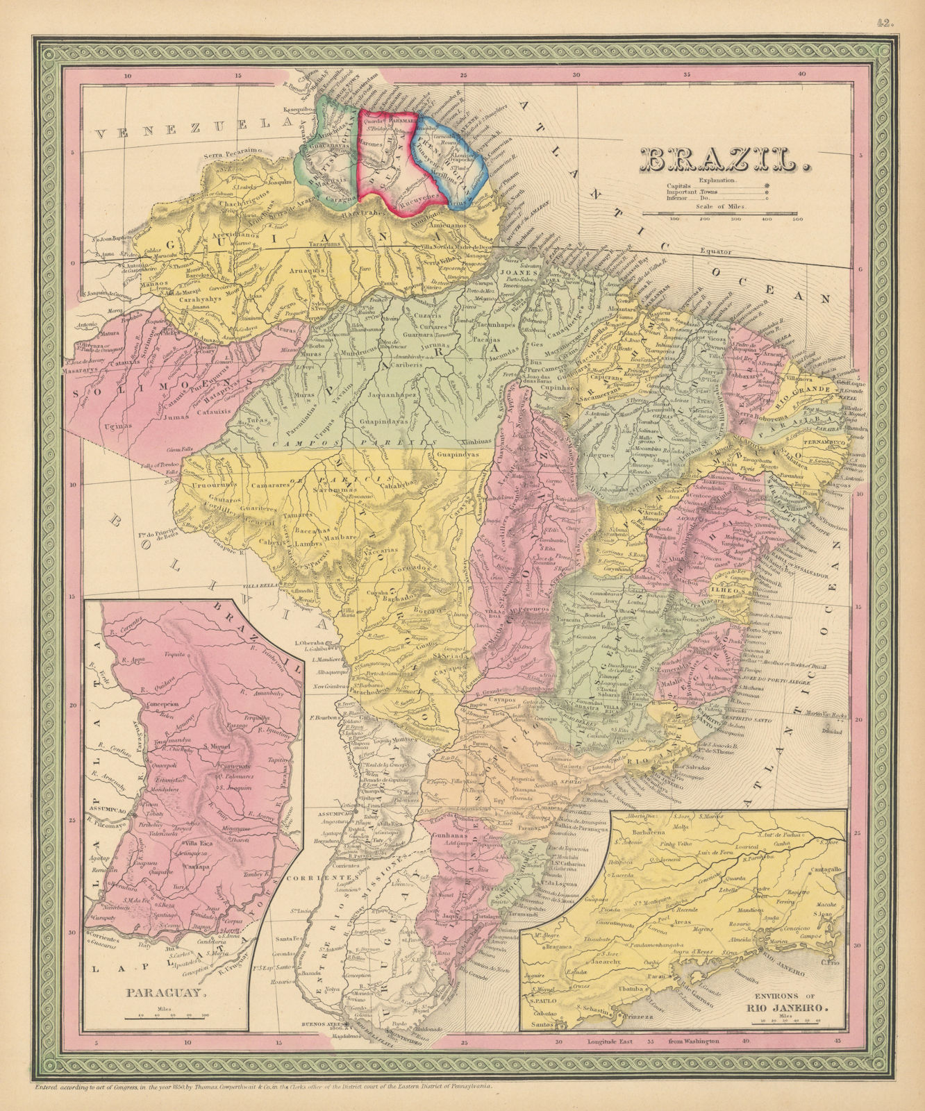 Associate Product Brazil, Paraguay & the Guianas. Rio de Janeiro environs. COWPERTHWAIT 1852 map