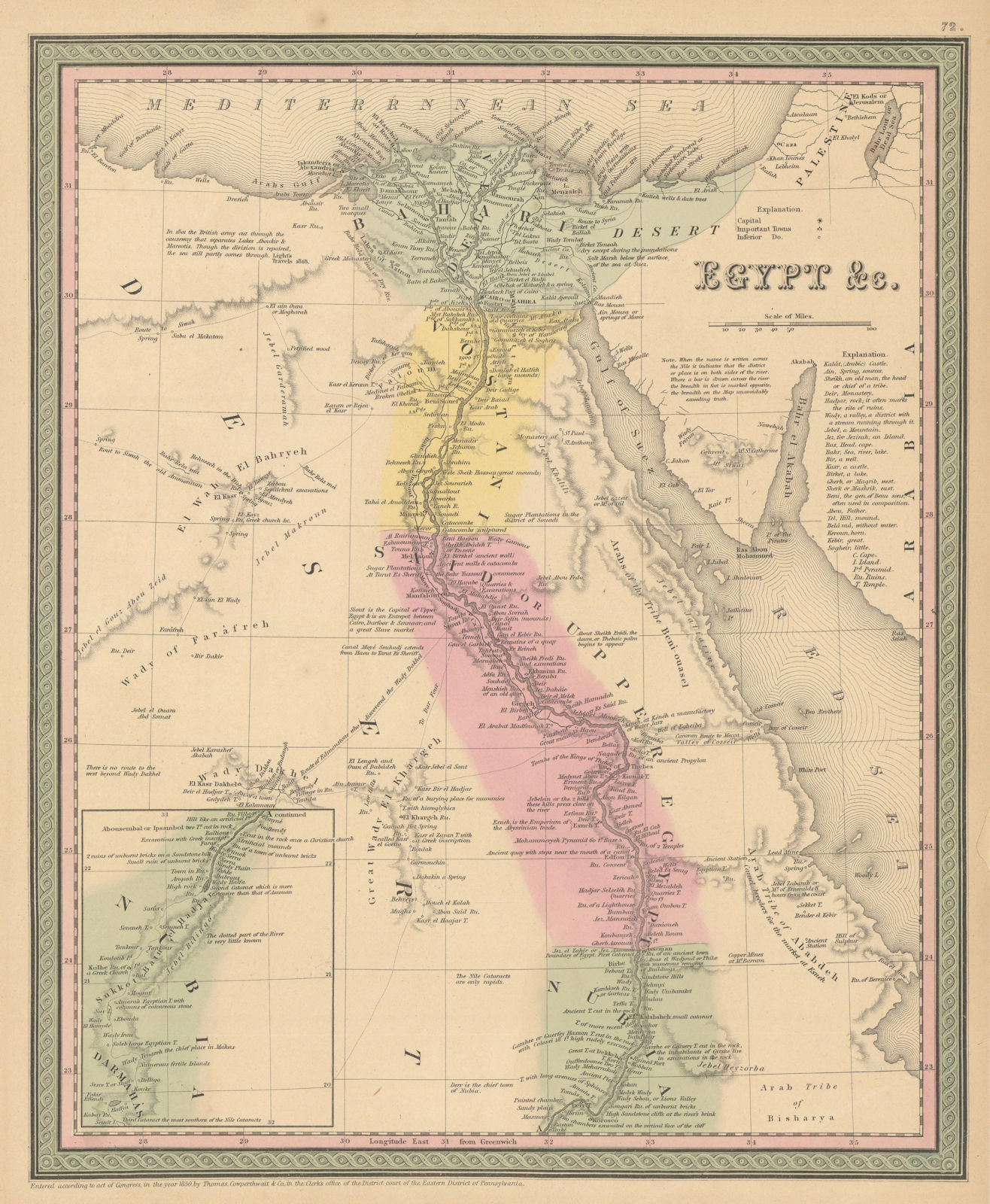 Egypt &c. Nile valley. Red Sea. Sharm el-Sheikh. THOMAS, COWPERTHWAIT 1852 map