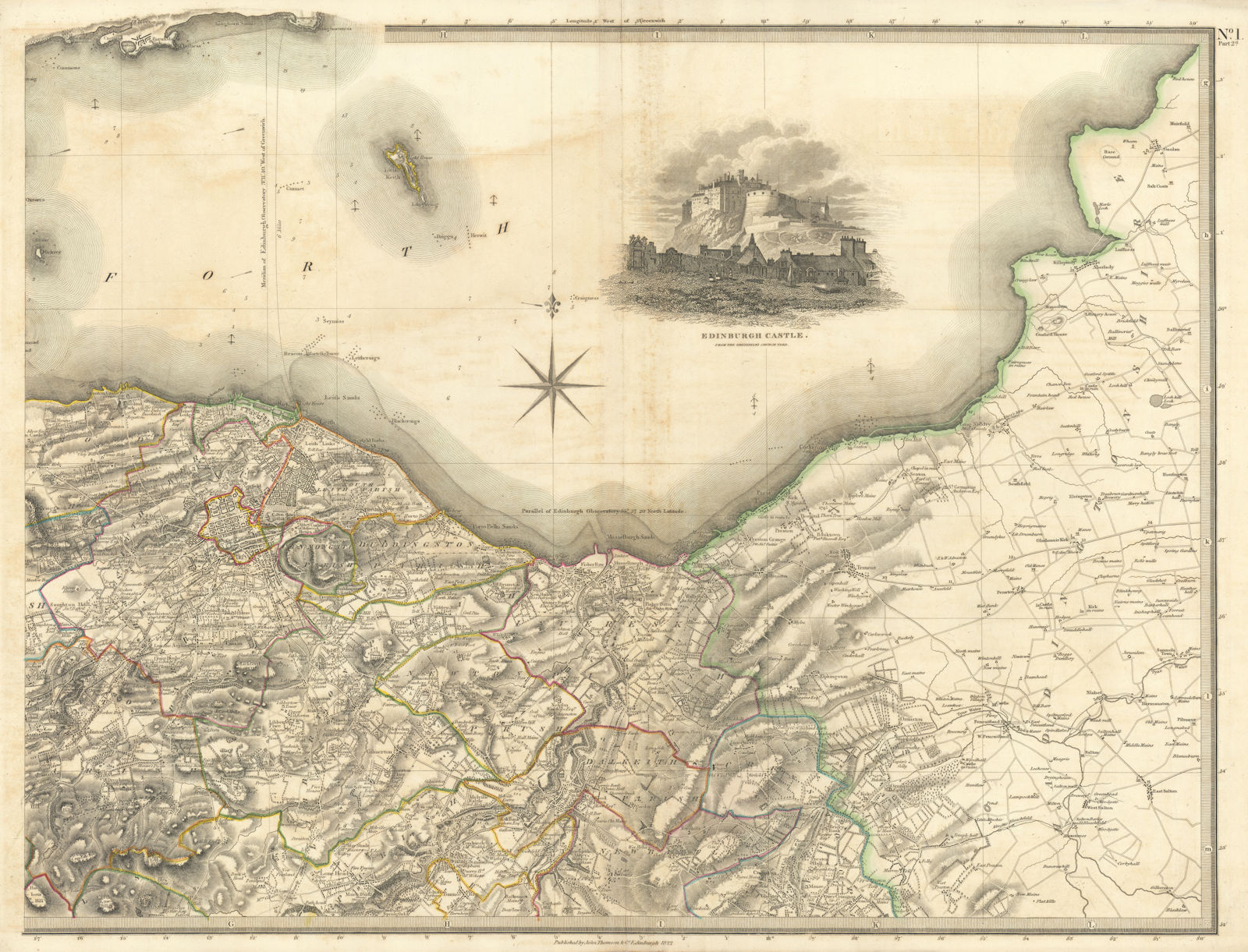 Edinburghshire north-east. Midlothian. Bonnyrigg Musselburgh. THOMSON 1832 map