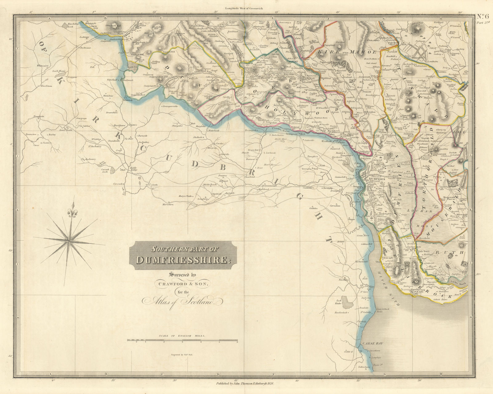 Dumfrieshire south-west sheet. Dumfries Dunscore Shawhead. THOMSON 1832 map