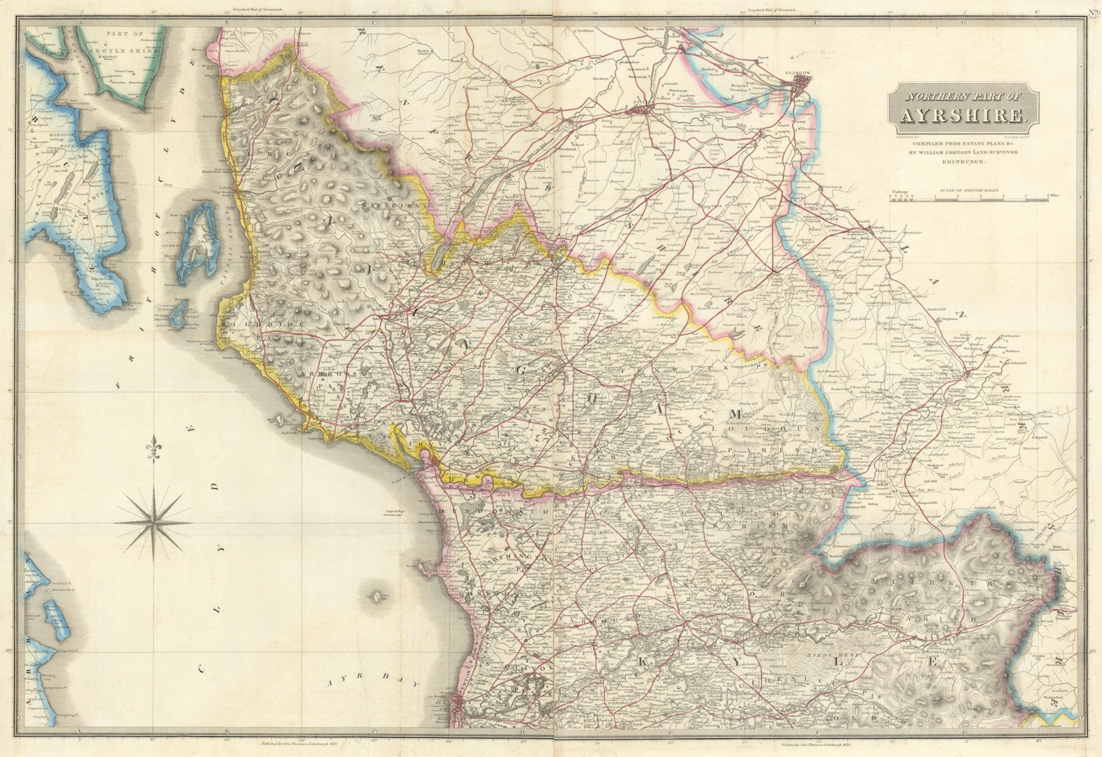 Northern Ayrshire. Troon Irvine Ardrossan Kilmarnock Prestwick. THOMSON 1832 map