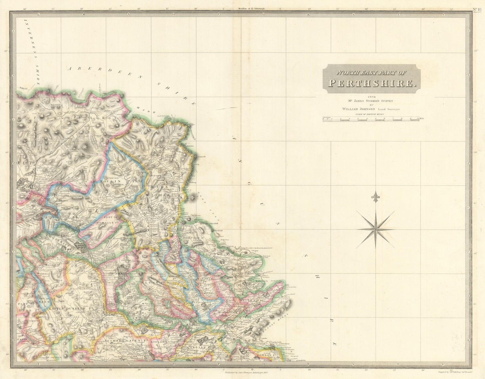 Perthshire north east. Blair Atholl Pitlochry Glenshee Dunkeld. THOMSON 1832 map