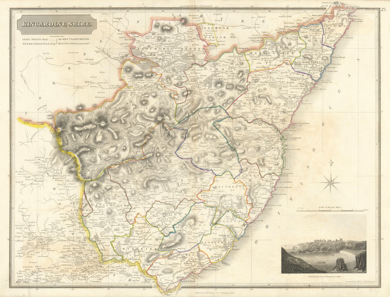 Kincardineshire. Dunnotar Castle. Stonehaven Aberdeen Banchory. THOMSON 1832 map