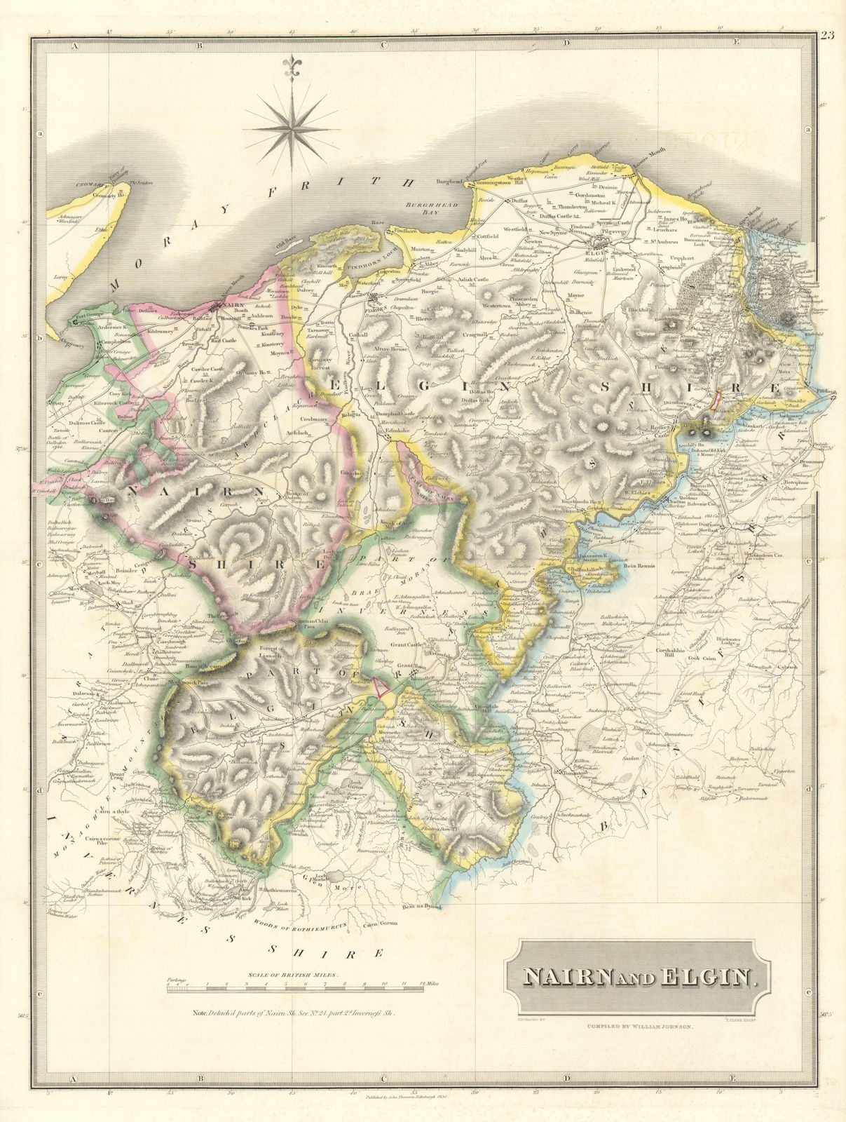 Nairn & Elgin. Morayshire. Speyside. Grantown Dufftown Forres. THOMSON 1832 map