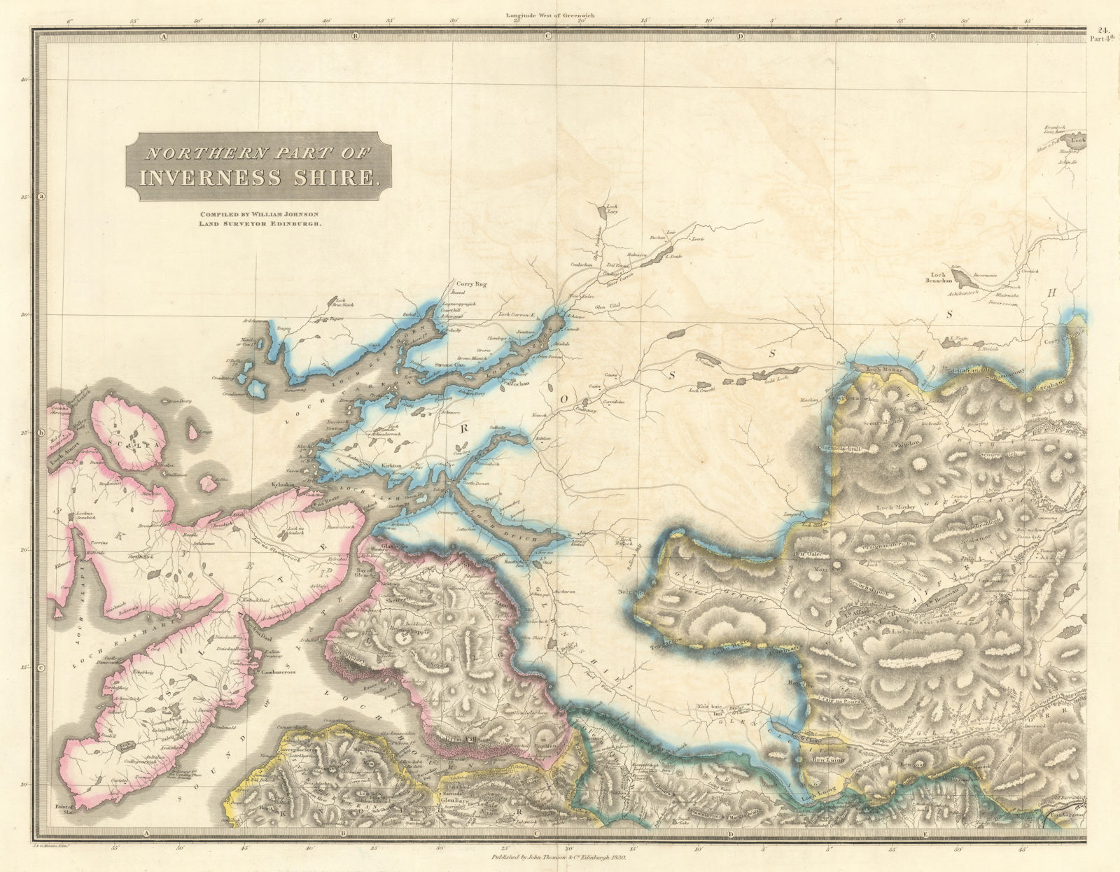 Inverness-shire north-west sheet. Skye Lochalsh Fort Augustus. THOMSON 1832 map