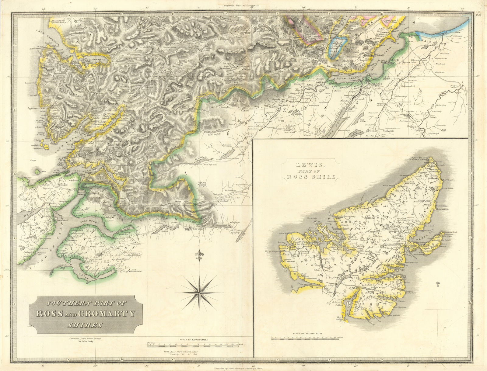 Ross & Cromartyshires south. Lewis Stornoway Inverness Dingwall THOMSON 1832 map