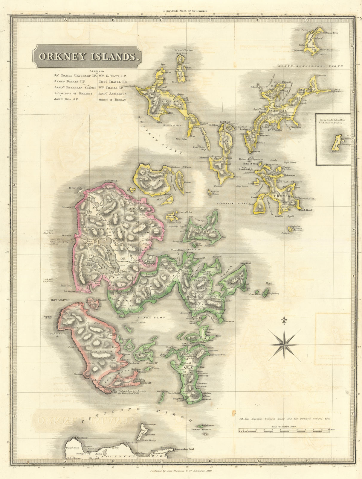 Orkney Islands. Kirkwall. Scotland. THOMSON 1832 old antique map plan chart