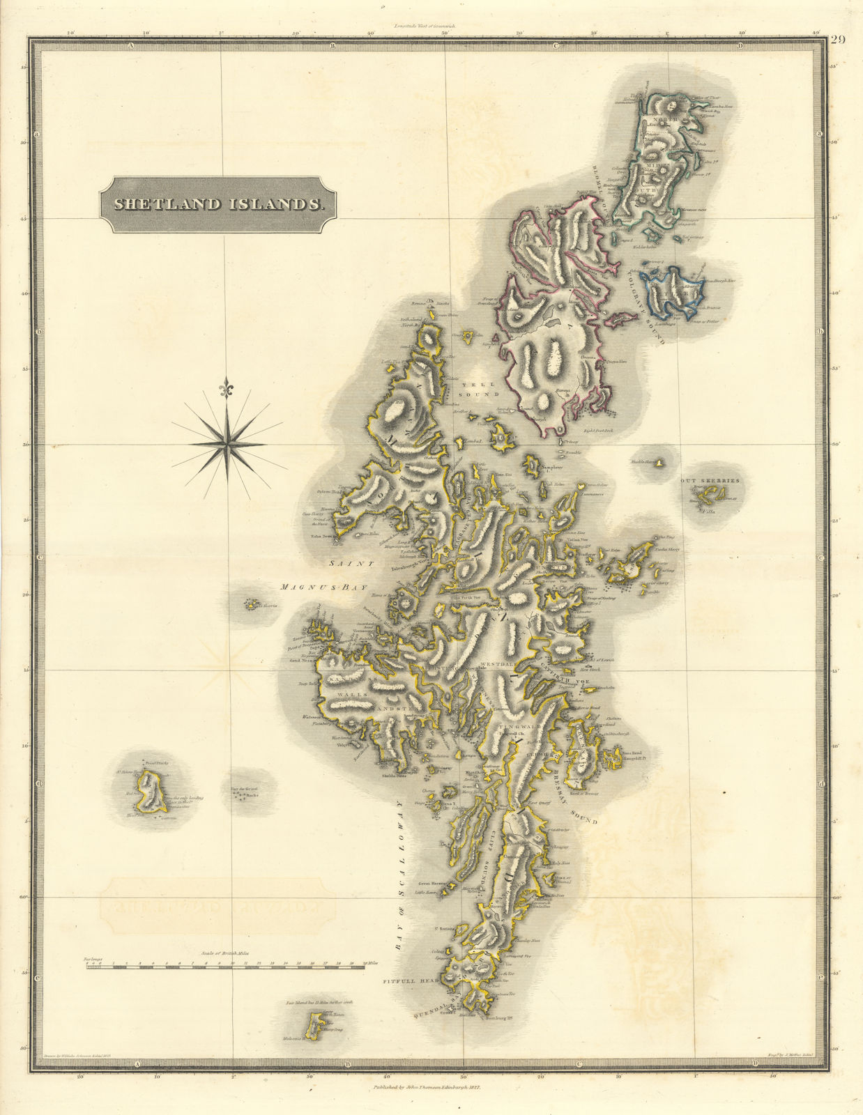 Shetland Islands. Lerwick. Scotland. THOMSON 1832 old antique map plan chart