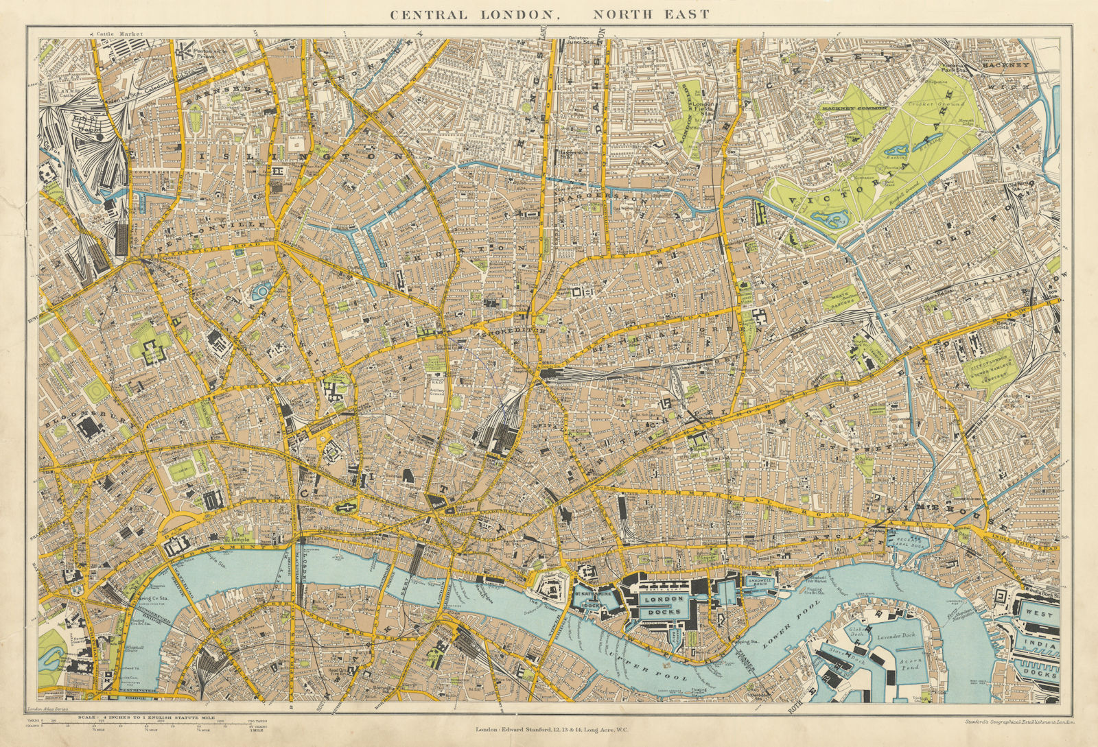 Associate Product Central London N.E. City Clerkenwell Islington Hackney. STANFORD 1904 old map